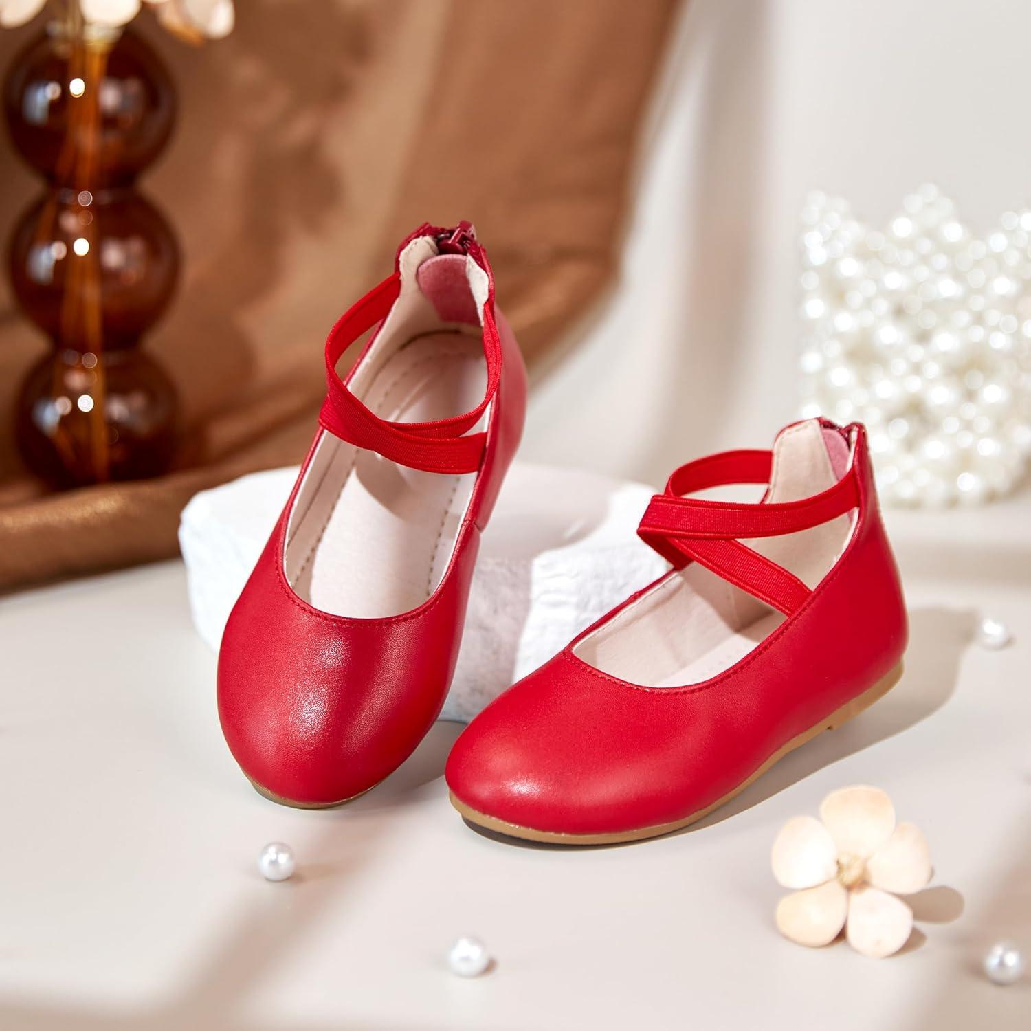 imageKiderence Toddler Girls Dress Shoes Little Kids Mary Janes Ballet Flats ToddlerCk207 Red