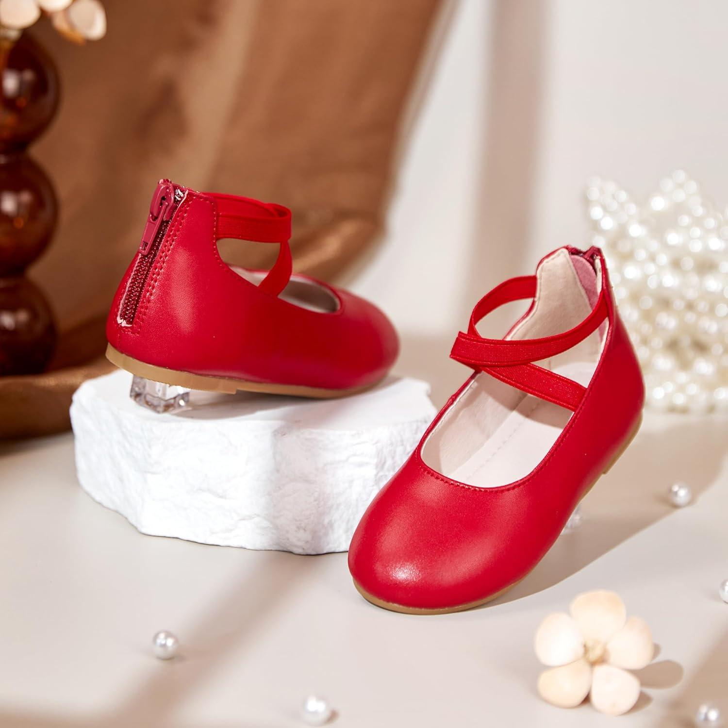 imageKiderence Toddler Girls Dress Shoes Little Kids Mary Janes Ballet Flats ToddlerCk207 Red