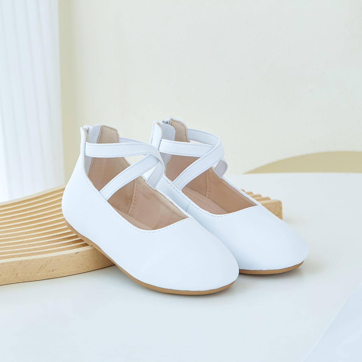 imageKiderence Toddler Girls Dress Shoes Little Kids Mary Janes Ballet Flats ToddlerCk207 White