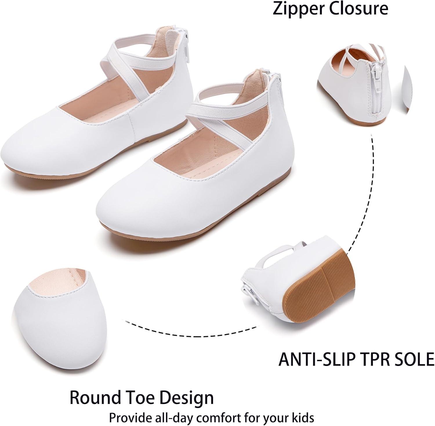 imageKiderence Toddler Girls Dress Shoes Little Kids Mary Janes Ballet Flats ToddlerCk207 White