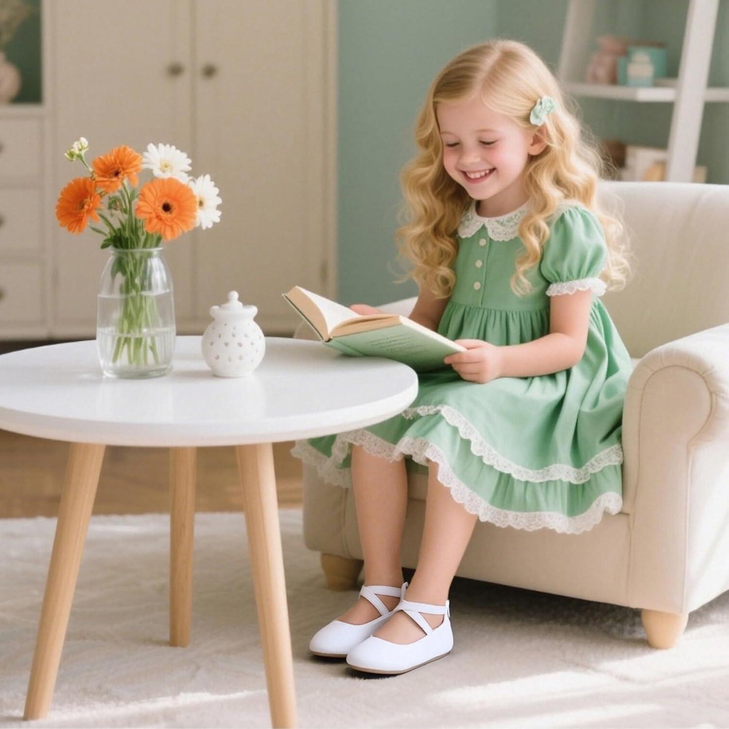 imageKiderence Toddler Girls Dress Shoes Little Kids Mary Janes Ballet Flats ToddlerCk207 White