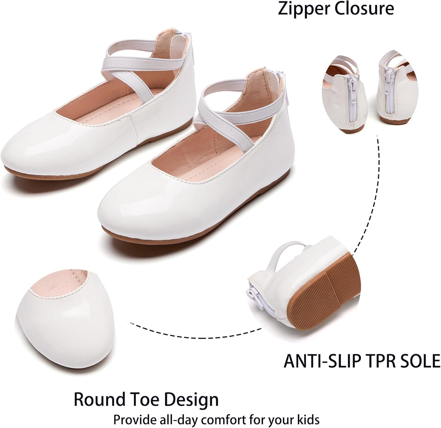 imageKiderence Toddler Girls Dress Shoes Little Kids Mary Janes Ballet Flats ToddlerCk210 White