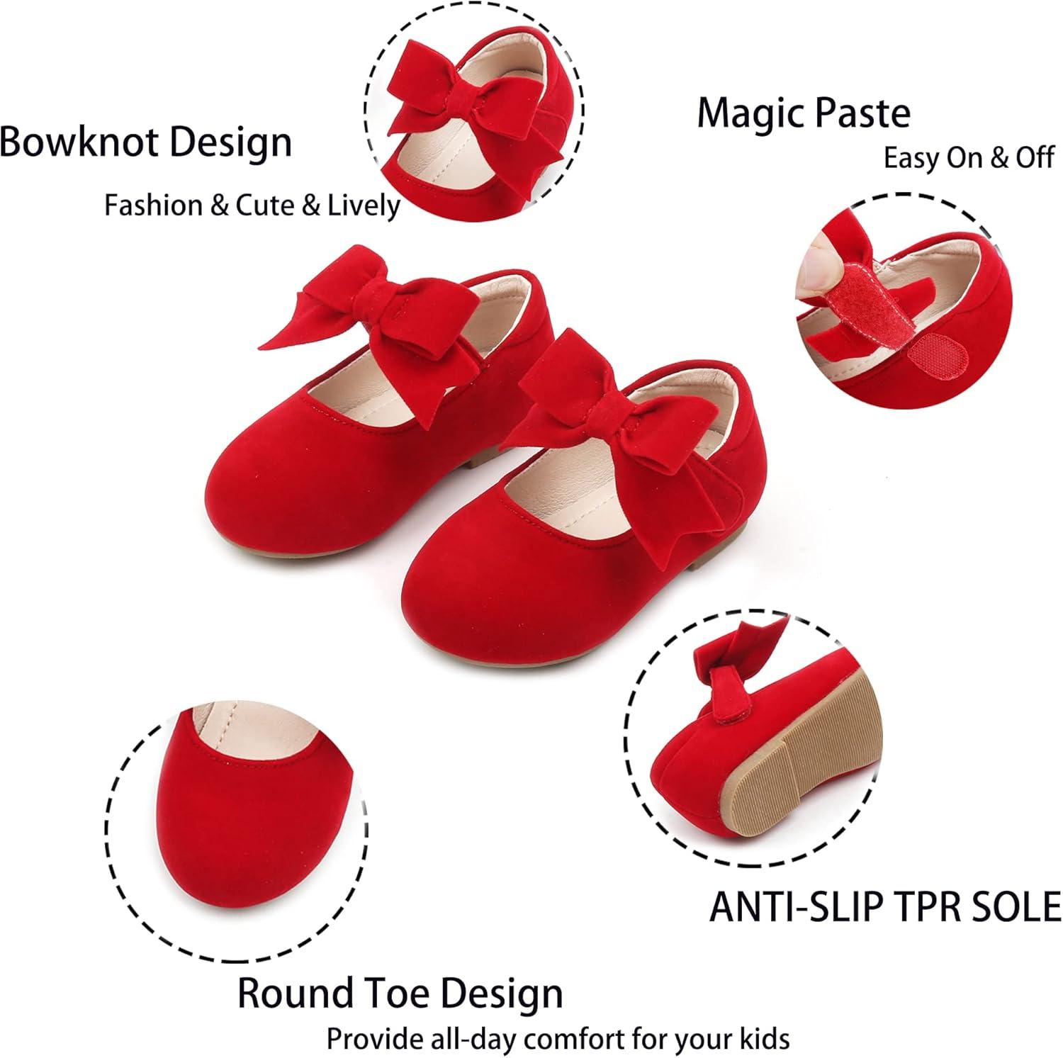 imageKiderence Toddler Girls Dress Shoes Little Kids Mary Janes Ballet Flats ToddlerCk215 Red