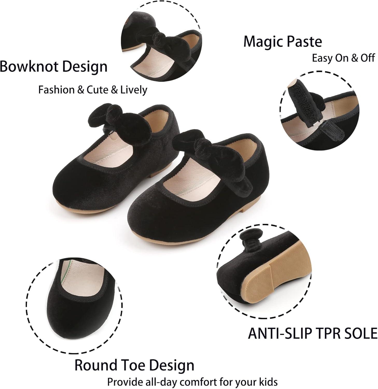 imageKiderence Toddler Girls Dress Shoes Little Kids Mary Janes Ballet Flats ToddlerCk321 Black
