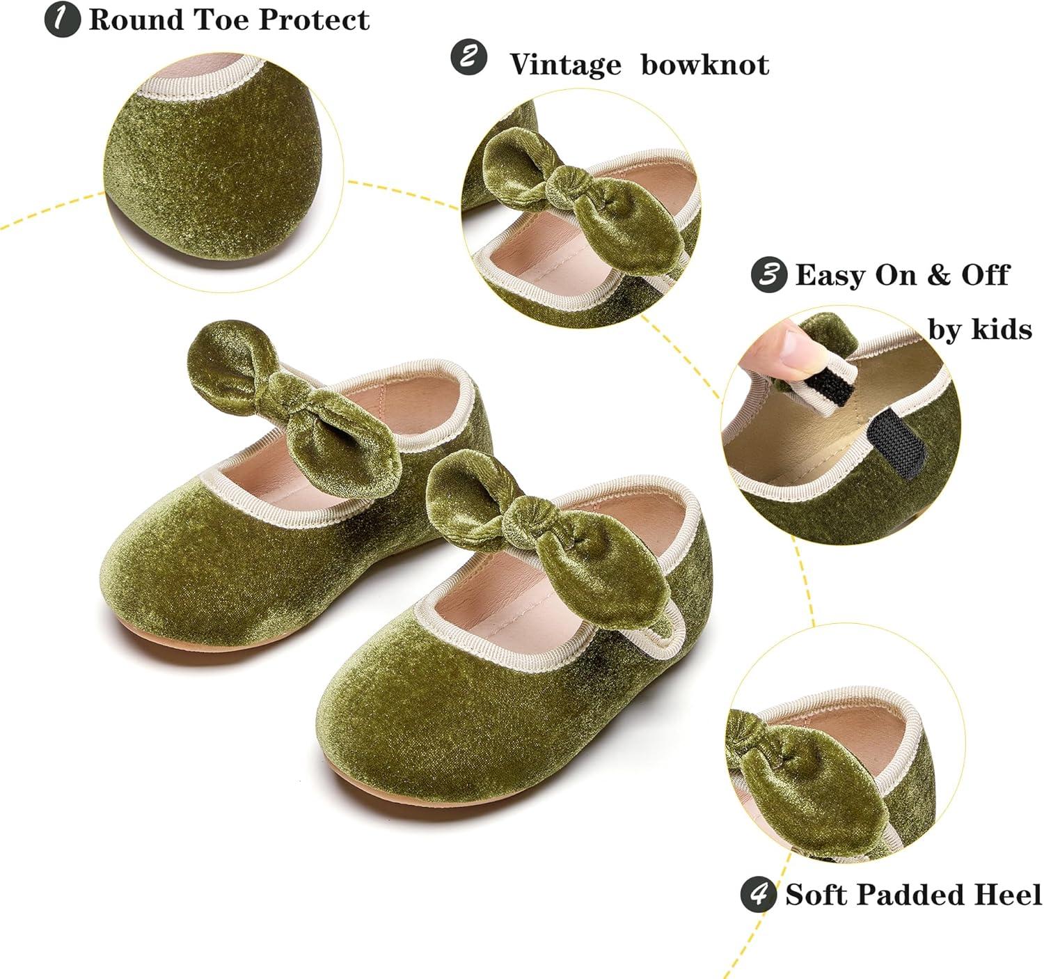 imageKiderence Toddler Girls Dress Shoes Little Kids Mary Janes Ballet Flats ToddlerCk321 Green