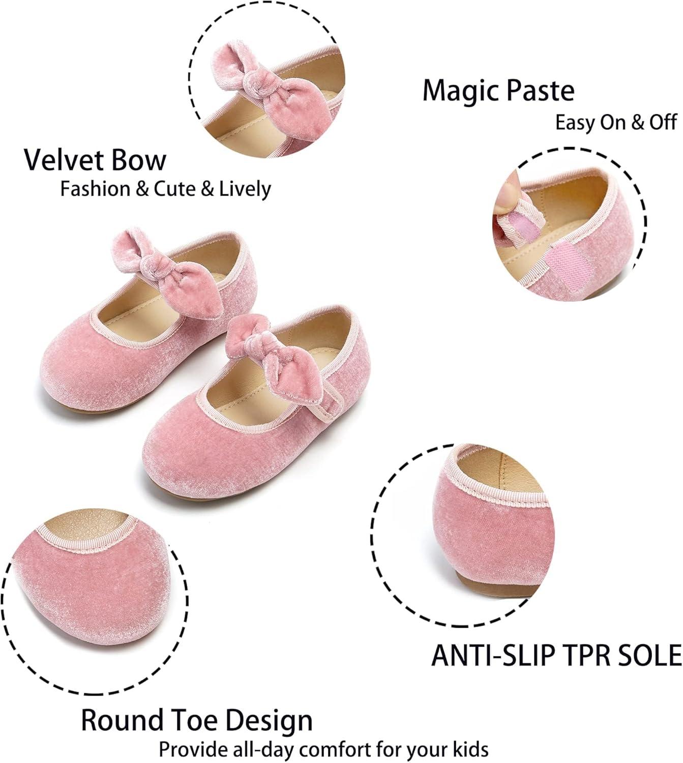 imageKiderence Toddler Girls Dress Shoes Little Kids Mary Janes Ballet Flats ToddlerCk321 Pink