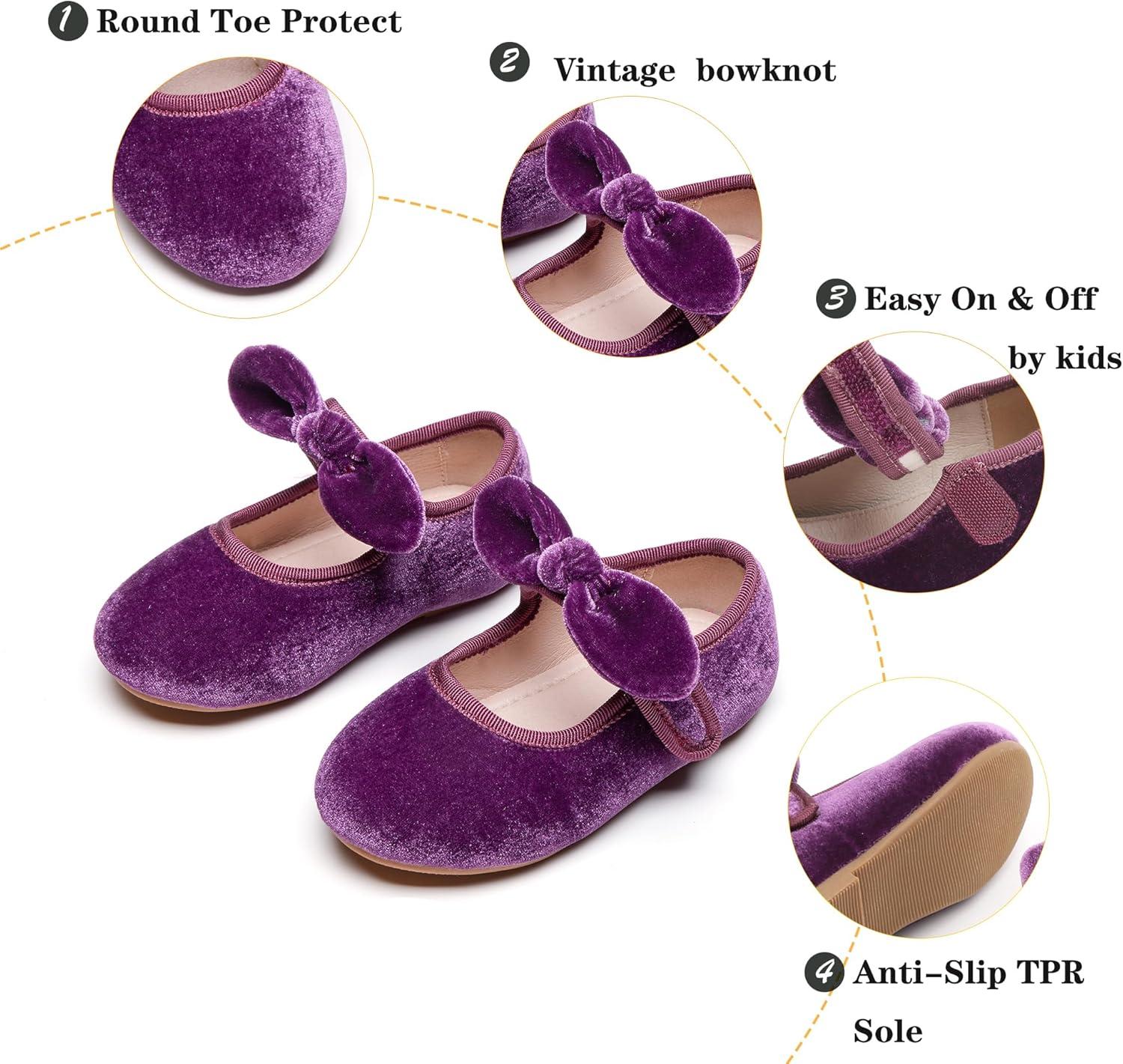 imageKiderence Toddler Girls Dress Shoes Little Kids Mary Janes Ballet Flats ToddlerCk321 Purple