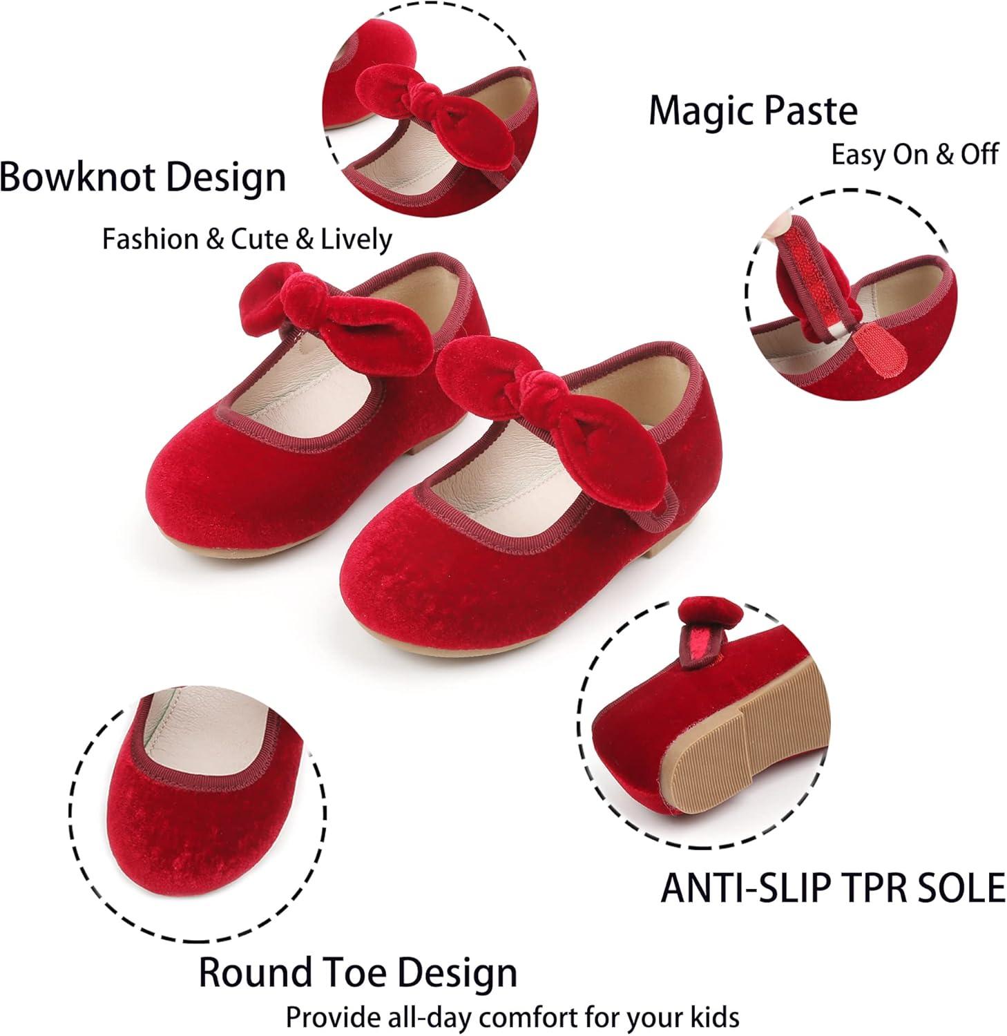 imageKiderence Toddler Girls Dress Shoes Little Kids Mary Janes Ballet Flats ToddlerCk321 Red