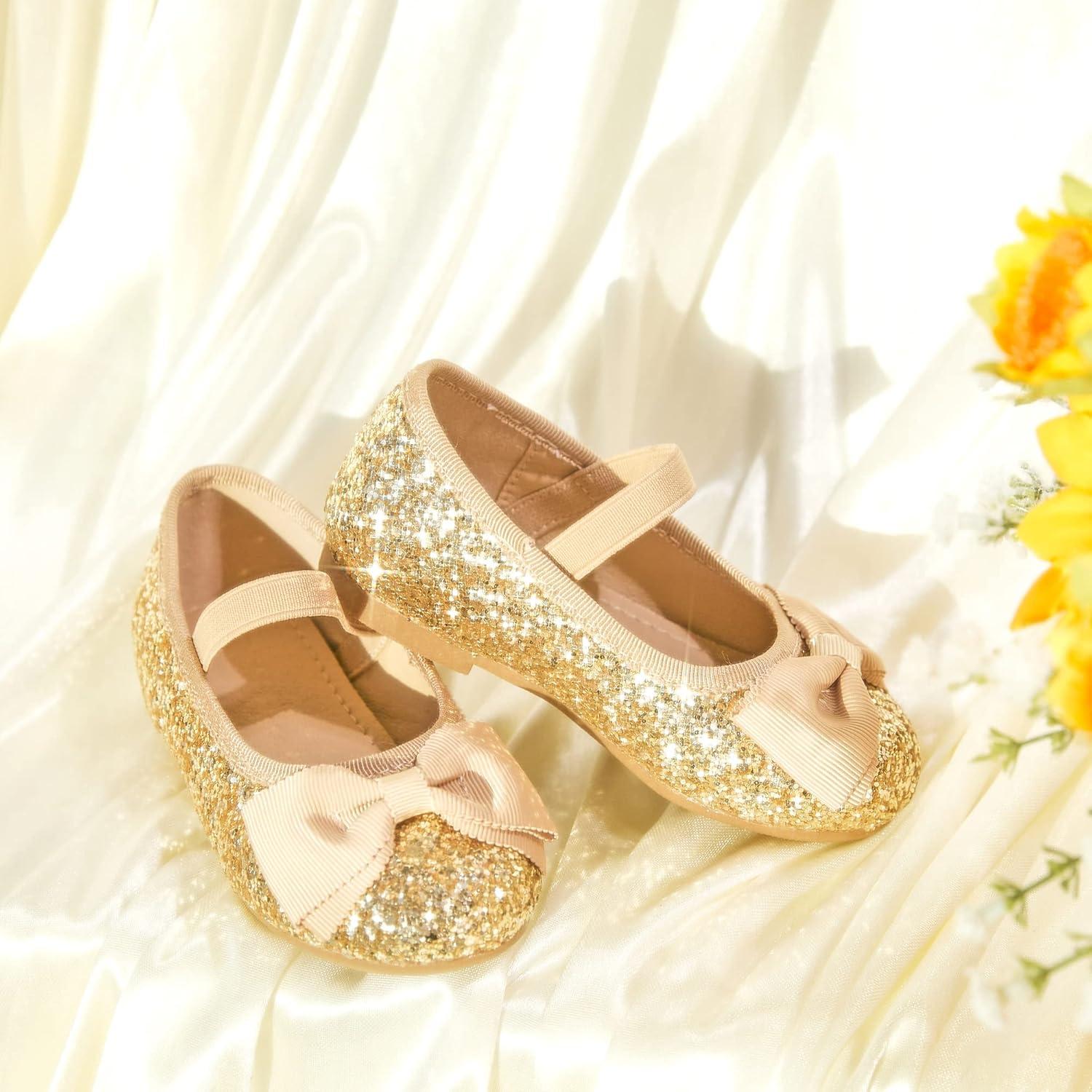 imageKiderence Toddler Girls Dress Shoes Little Kids Mary Janes Ballet Flats ToddlerCk322 Gold