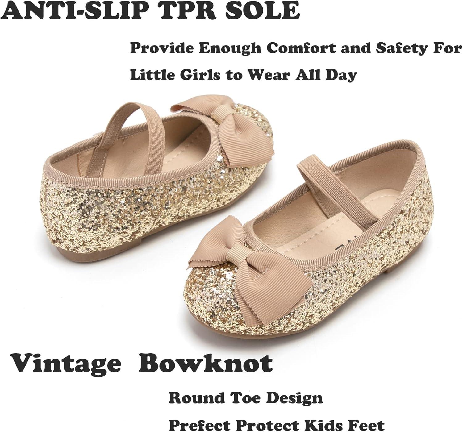 imageKiderence Toddler Girls Dress Shoes Little Kids Mary Janes Ballet Flats ToddlerCk322 Gold