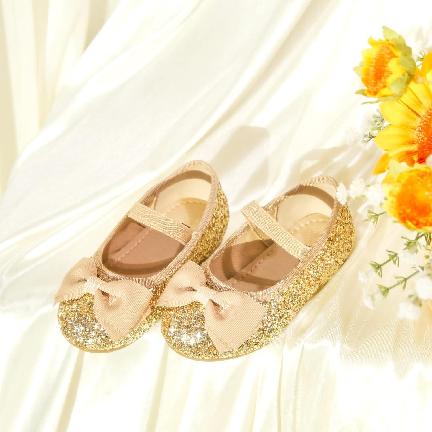imageKiderence Toddler Girls Dress Shoes Little Kids Mary Janes Ballet Flats ToddlerCk322 Gold