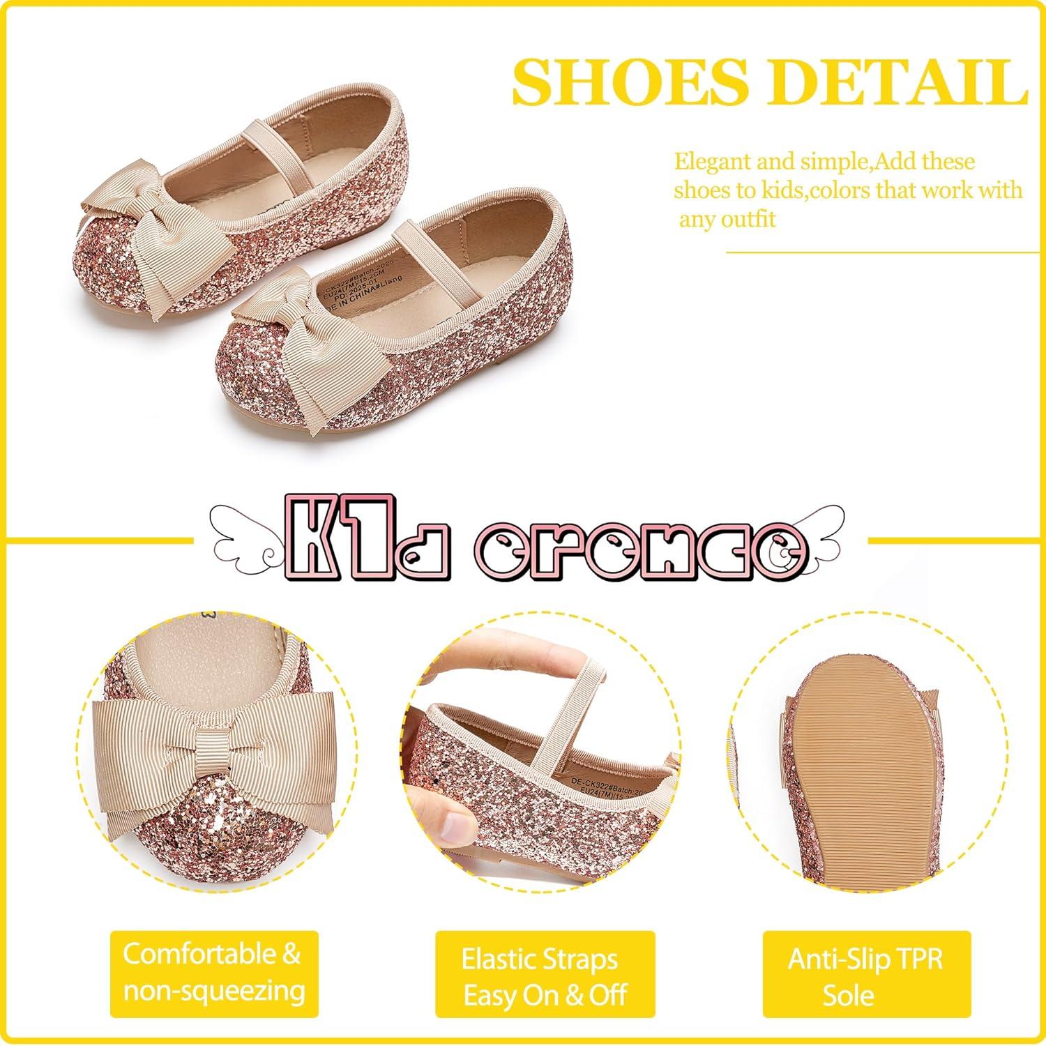 imageKiderence Toddler Girls Dress Shoes Little Kids Mary Janes Ballet Flats ToddlerCk322 Rose Gold