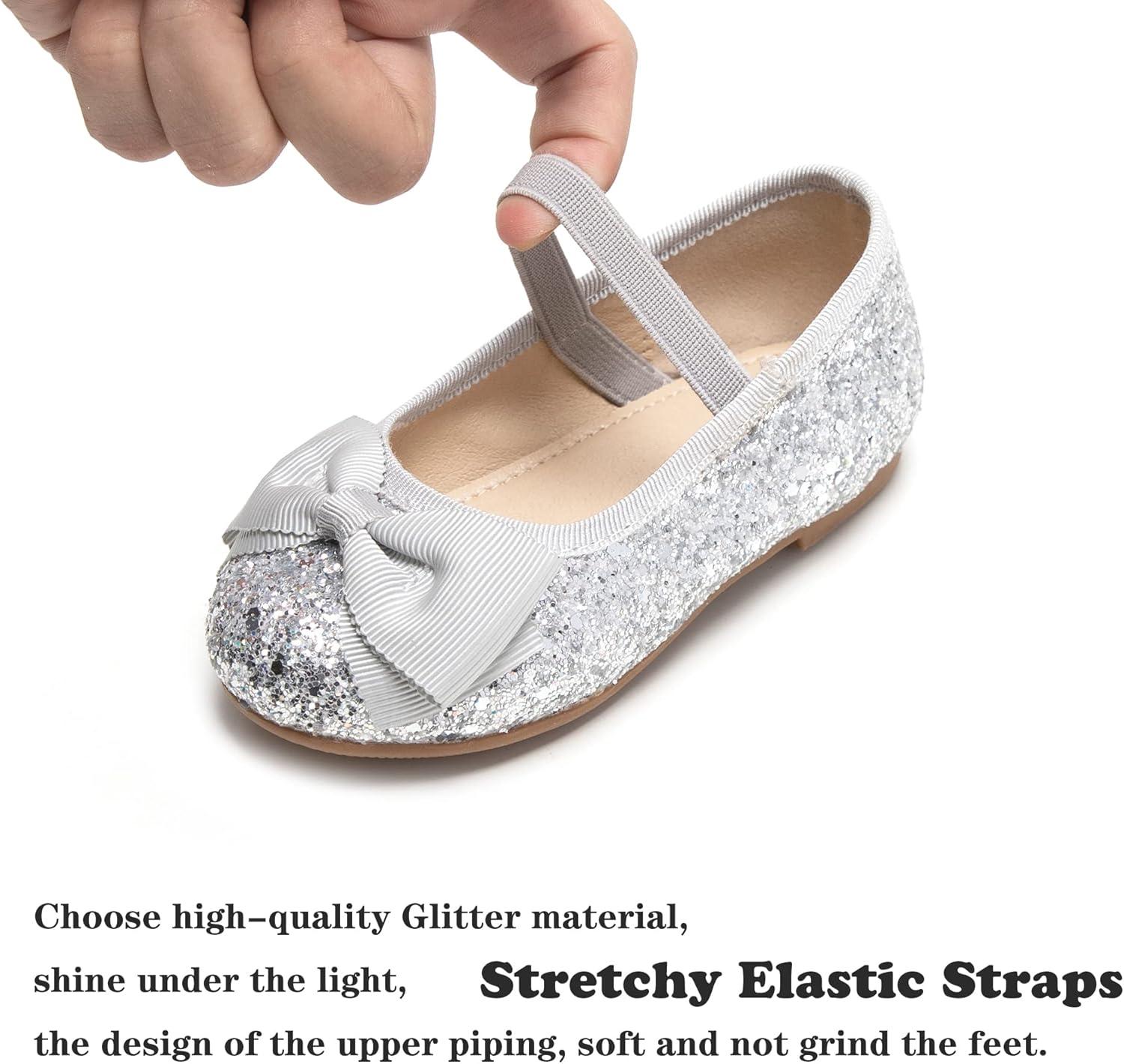 imageKiderence Toddler Girls Dress Shoes Little Kids Mary Janes Ballet Flats ToddlerCk322 Silver