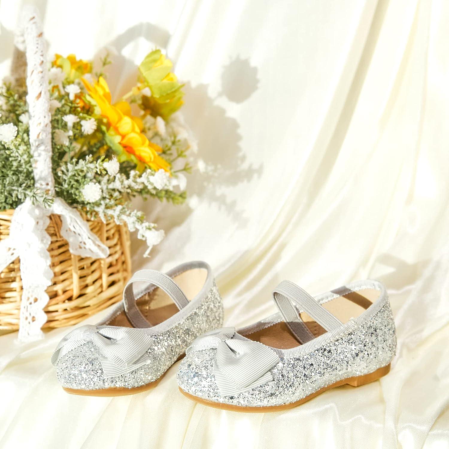 imageKiderence Toddler Girls Dress Shoes Little Kids Mary Janes Ballet Flats ToddlerCk322 Silver