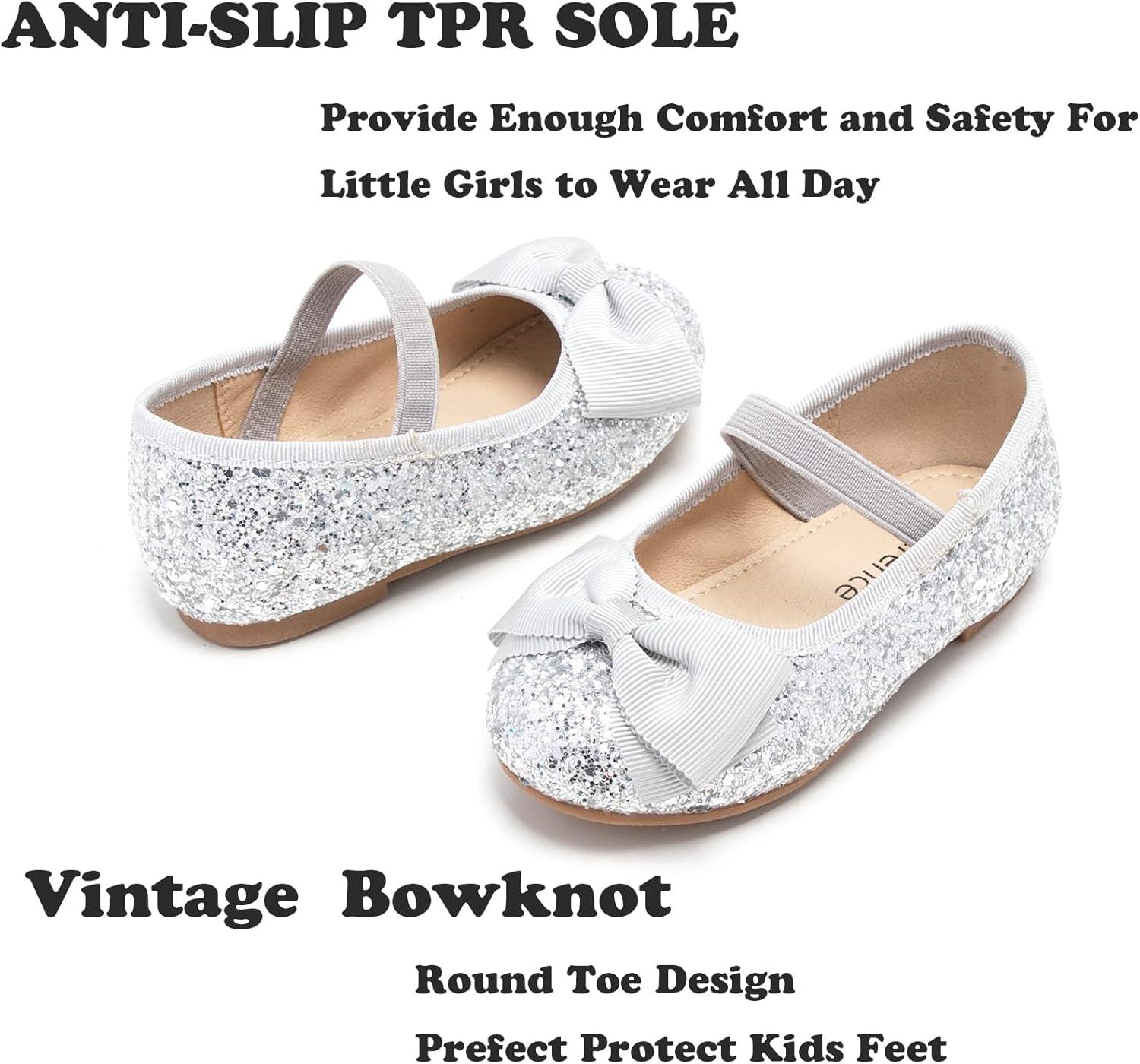 imageKiderence Toddler Girls Dress Shoes Little Kids Mary Janes Ballet Flats ToddlerCk322 Silver