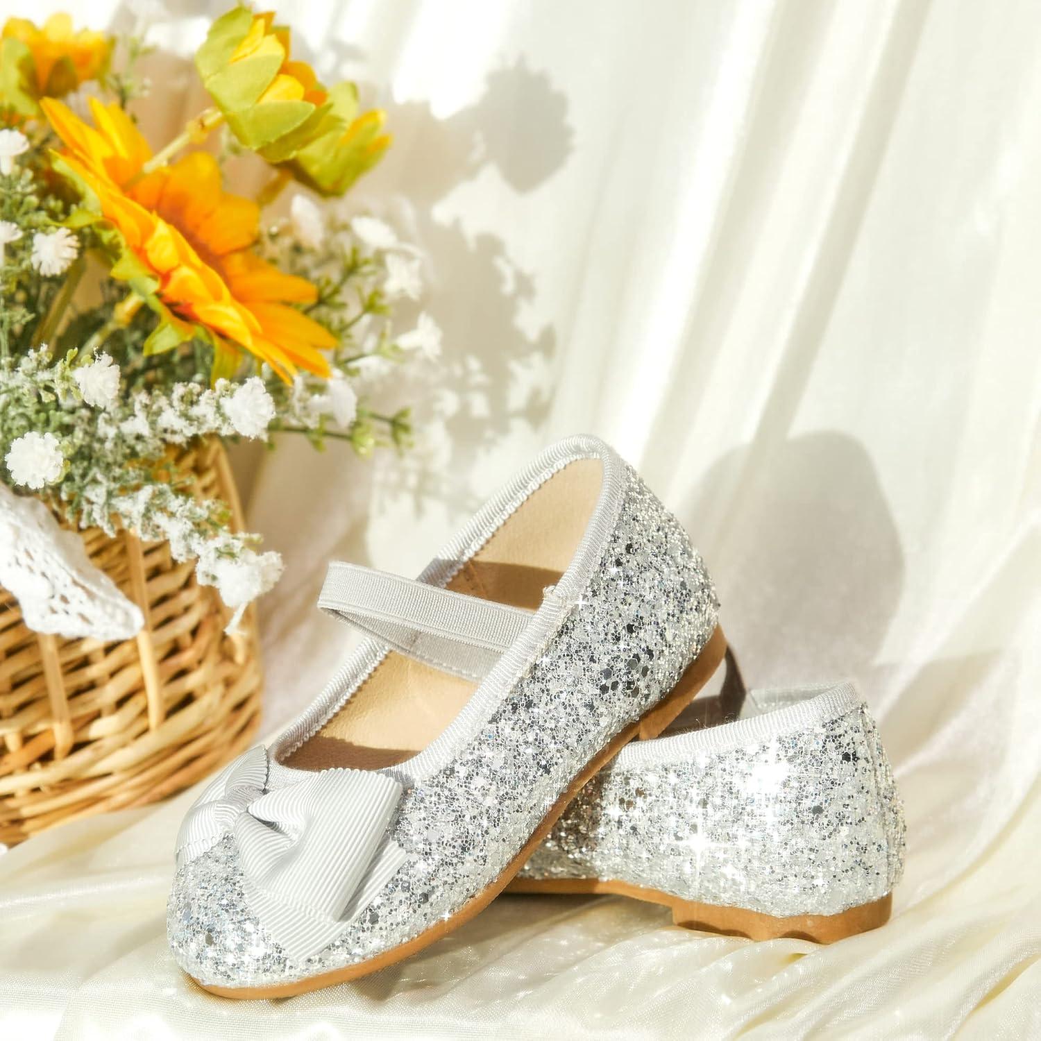 imageKiderence Toddler Girls Dress Shoes Little Kids Mary Janes Ballet Flats ToddlerCk322 Silver