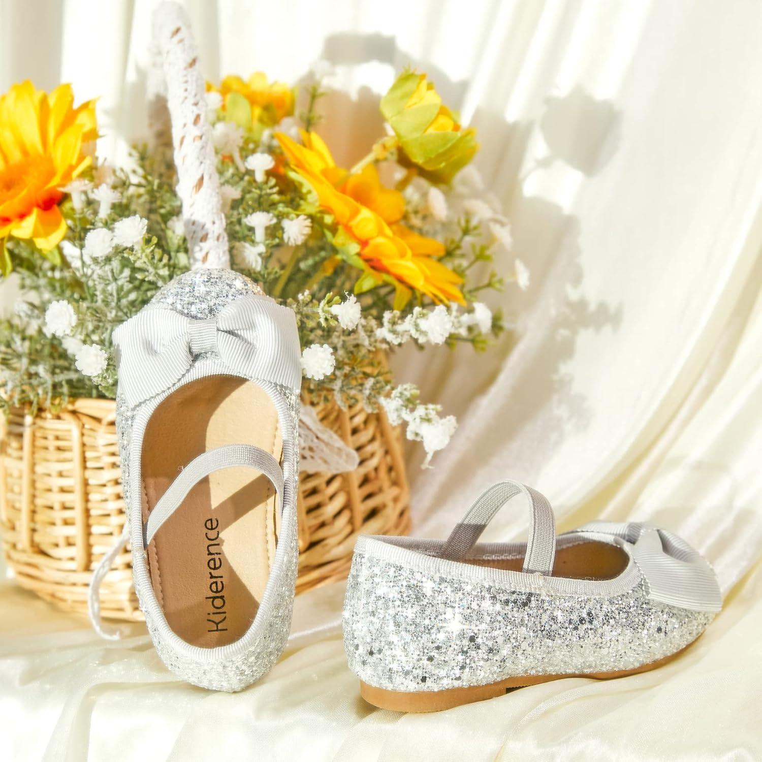 imageKiderence Toddler Girls Dress Shoes Little Kids Mary Janes Ballet Flats ToddlerCk322 Silver