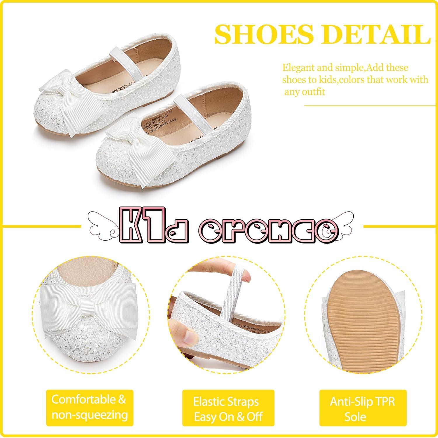 imageKiderence Toddler Girls Dress Shoes Little Kids Mary Janes Ballet Flats ToddlerCk322 White