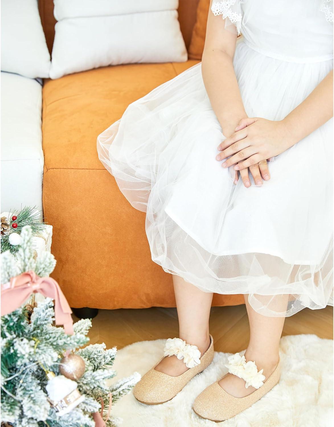 imageKiderence Toddler Girls Dress Shoes Little Kids Mary Janes Ballet Flats ToddlerCk323 Gold