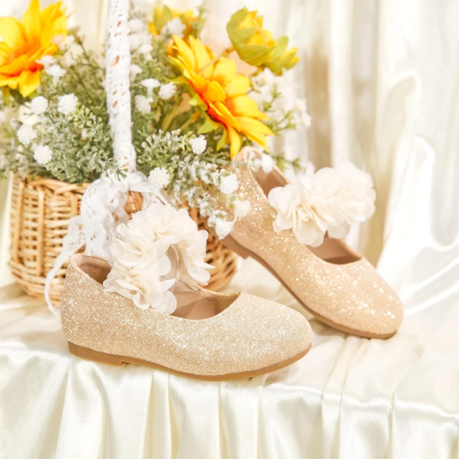 imageKiderence Toddler Girls Dress Shoes Little Kids Mary Janes Ballet Flats ToddlerCk323 Gold