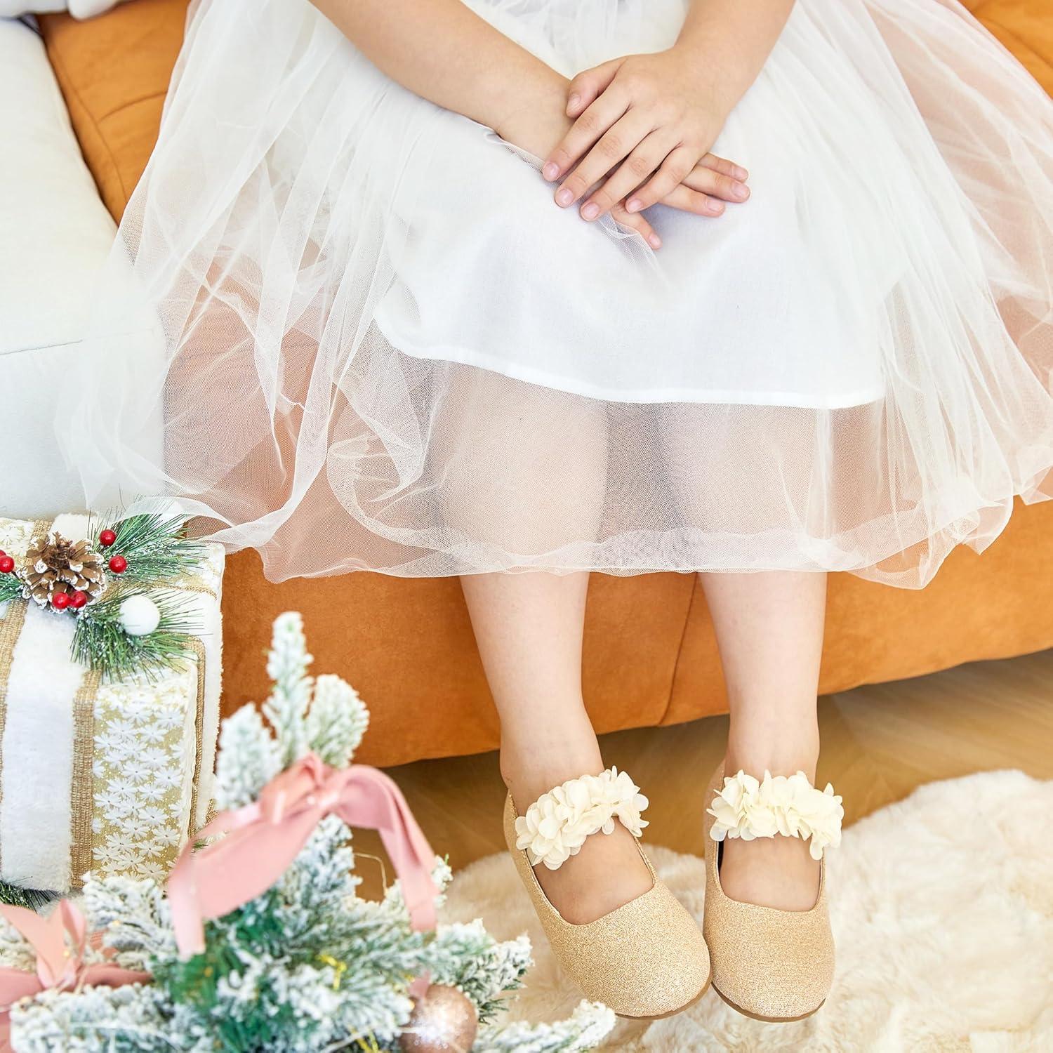 imageKiderence Toddler Girls Dress Shoes Little Kids Mary Janes Ballet Flats ToddlerCk323 Gold