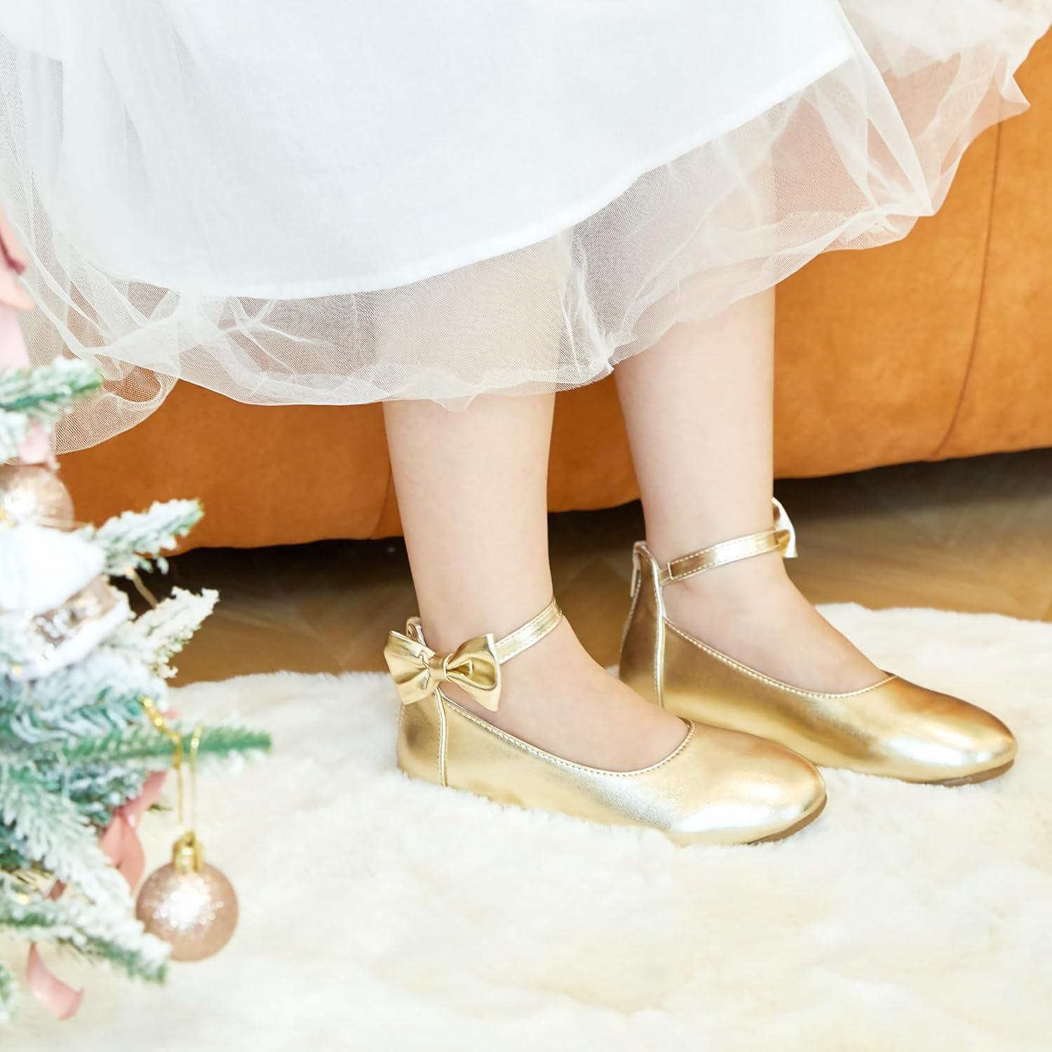 imageKiderence Toddler Girls Dress Shoes Little Kids Mary Janes Ballet Flats ToddlerCk325 Gold