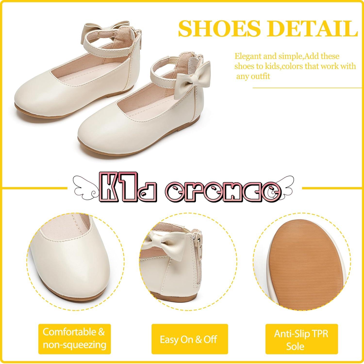 imageKiderence Toddler Girls Dress Shoes Little Kids Mary Janes Ballet Flats ToddlerCk325 Offwhite