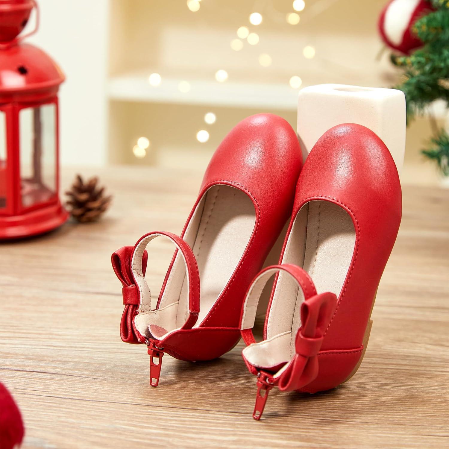 imageKiderence Toddler Girls Dress Shoes Little Kids Mary Janes Ballet Flats ToddlerCk325 Red