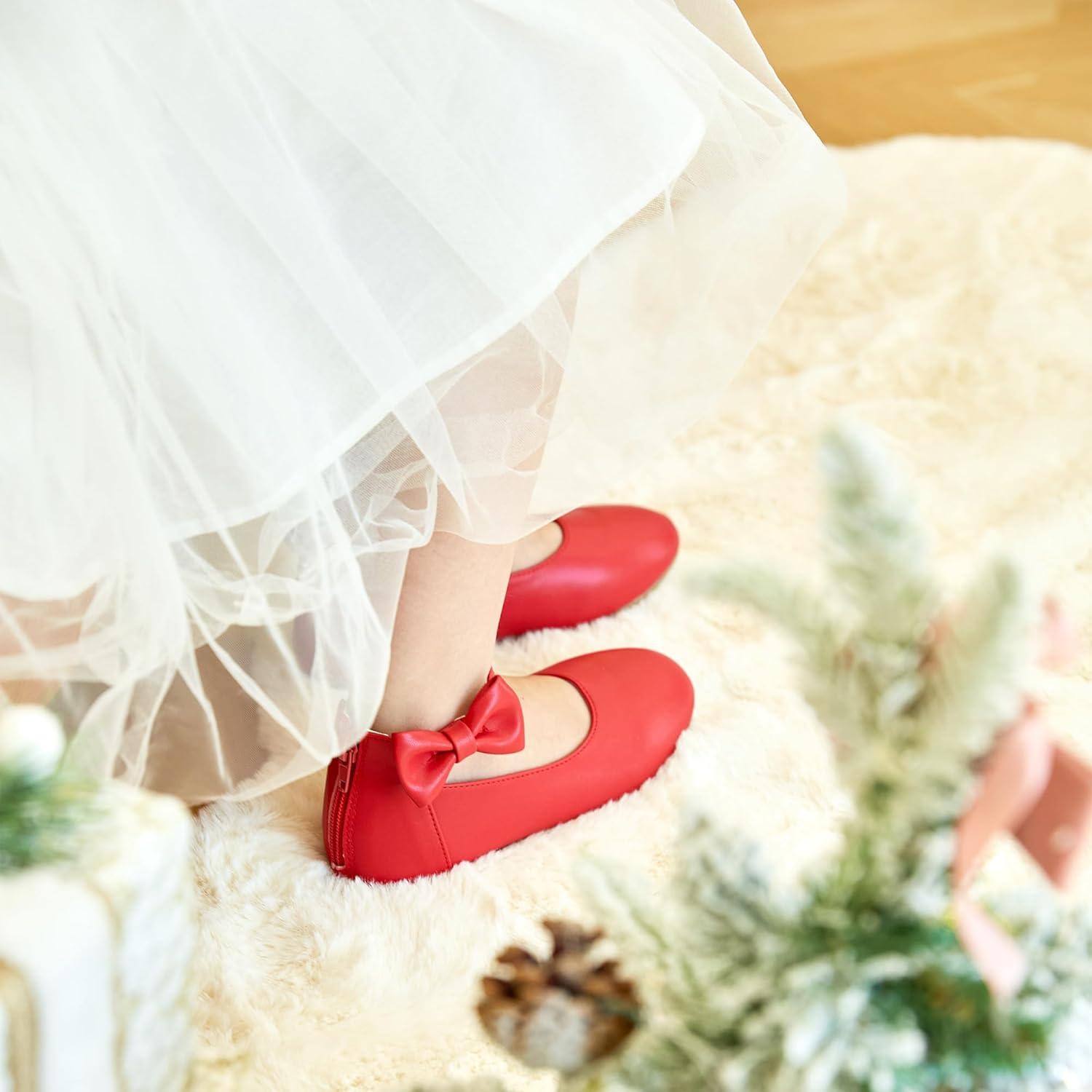 imageKiderence Toddler Girls Dress Shoes Little Kids Mary Janes Ballet Flats ToddlerCk325 Red