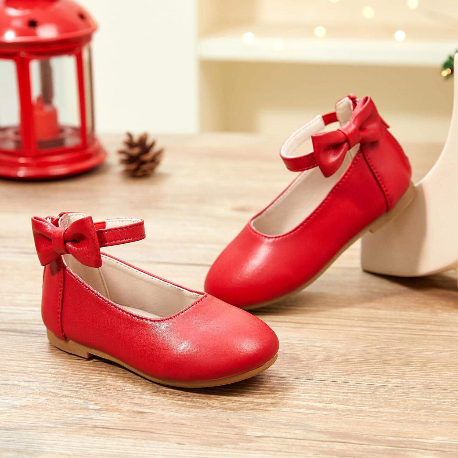 imageKiderence Toddler Girls Dress Shoes Little Kids Mary Janes Ballet Flats ToddlerCk325 Red