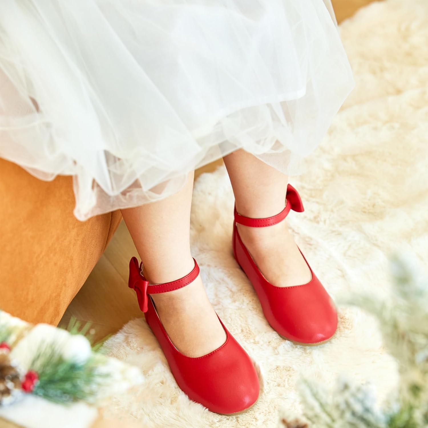 imageKiderence Toddler Girls Dress Shoes Little Kids Mary Janes Ballet Flats ToddlerCk325 Red