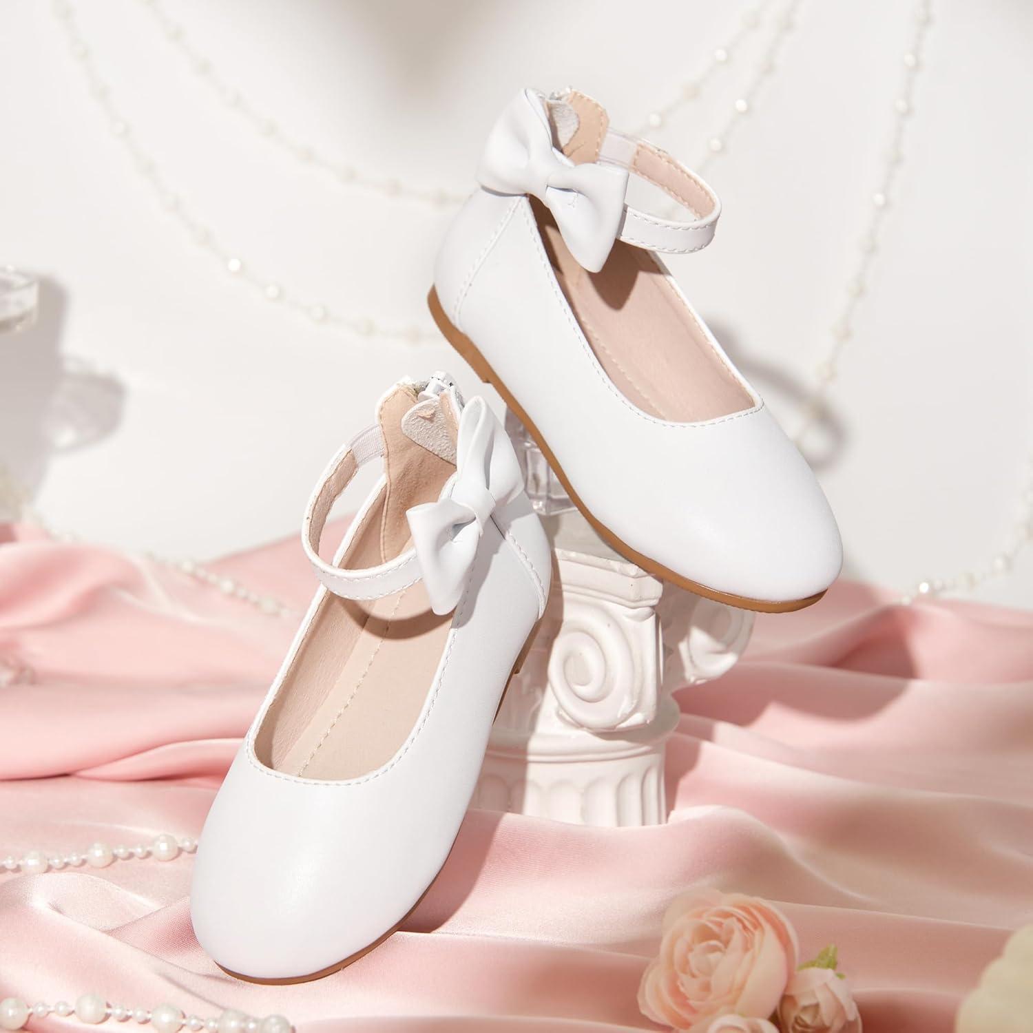 imageKiderence Toddler Girls Dress Shoes Little Kids Mary Janes Ballet Flats ToddlerCk325 White