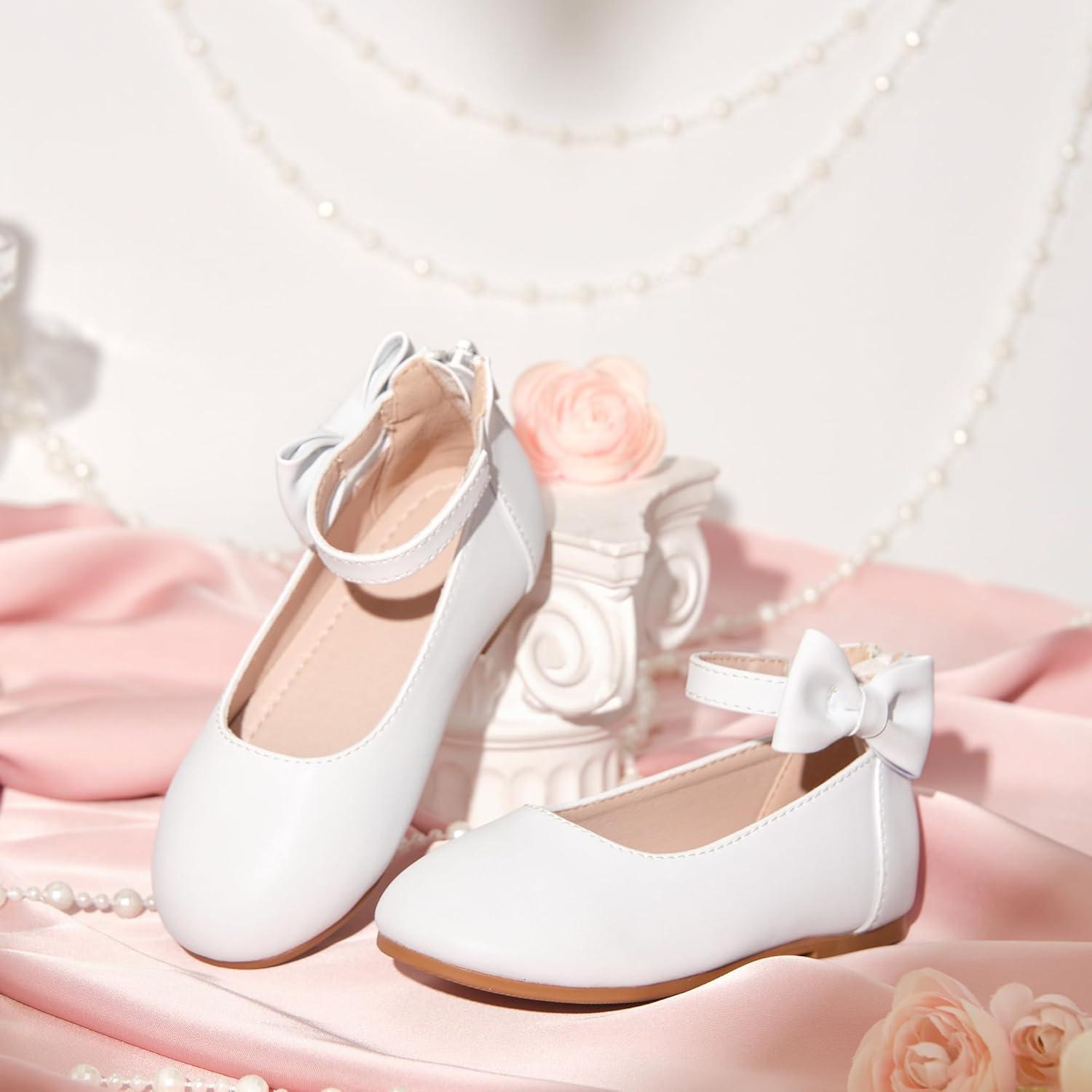 imageKiderence Toddler Girls Dress Shoes Little Kids Mary Janes Ballet Flats ToddlerCk325 White