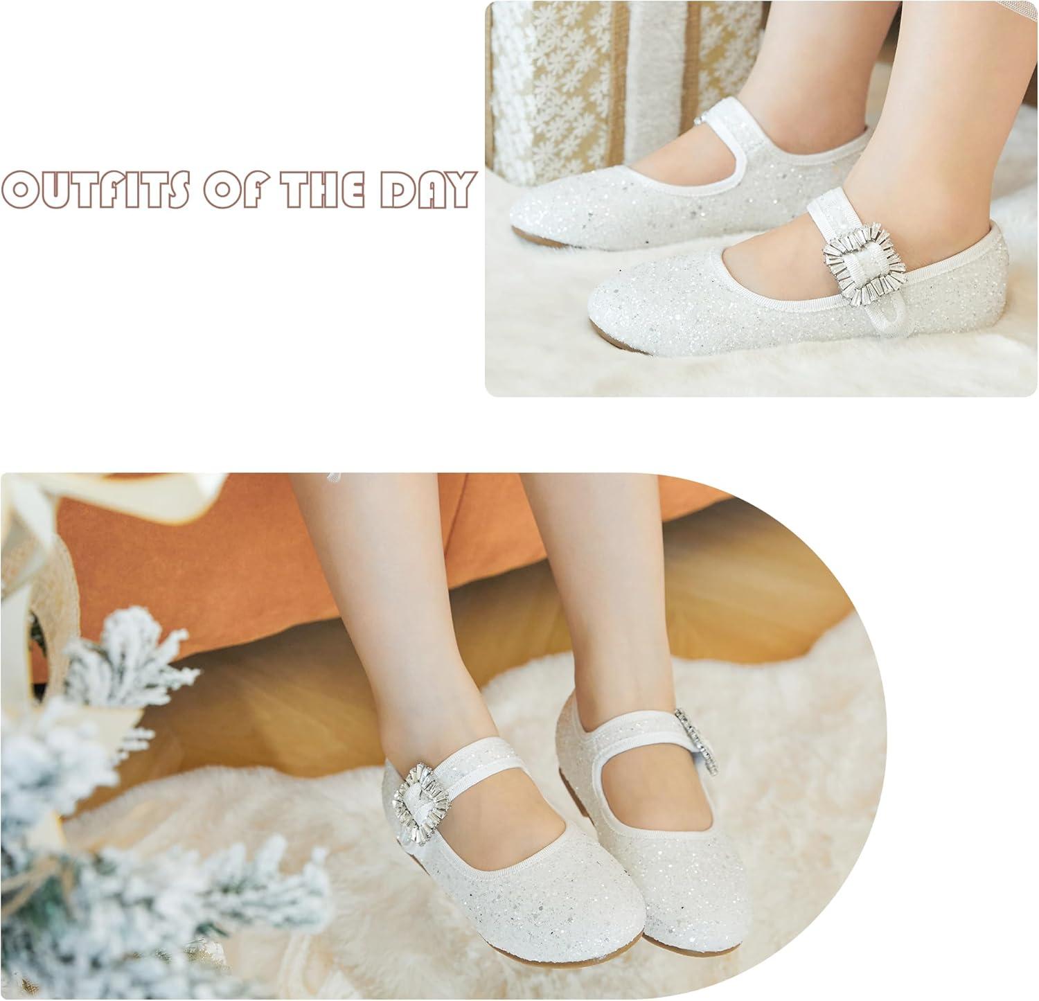 imageKiderence Toddler Girls Dress Shoes Little Kids Mary Janes Ballet Flats ToddlerCk328 White