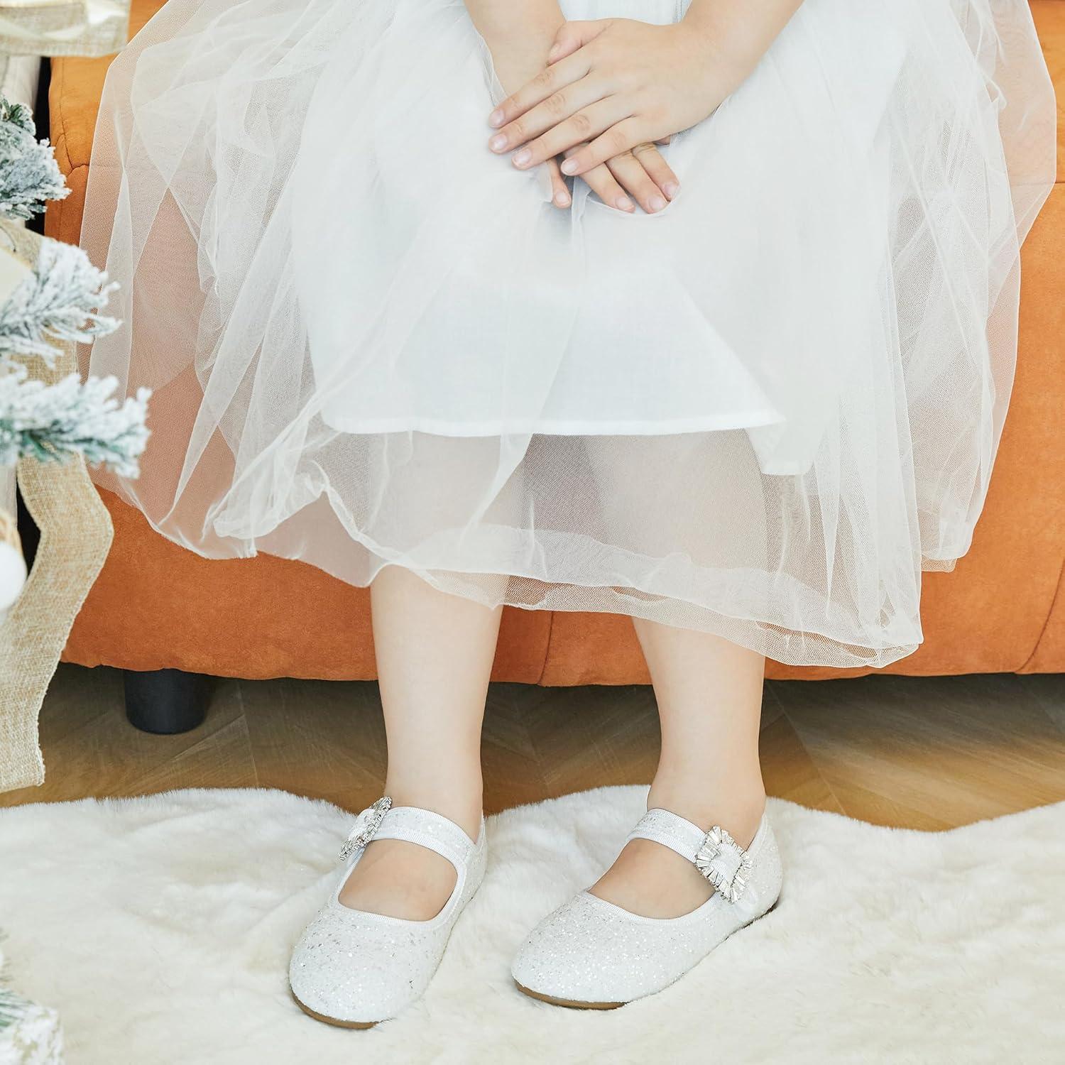 imageKiderence Toddler Girls Dress Shoes Little Kids Mary Janes Ballet Flats ToddlerCk328 White