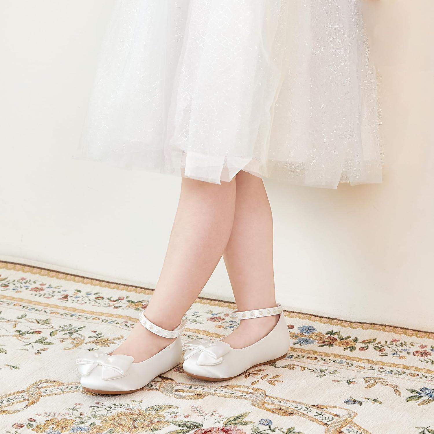 imageKiderence Toddler Girls Dress Shoes Little Kids Mary Janes Ballet Flats ToddlerCk350 White