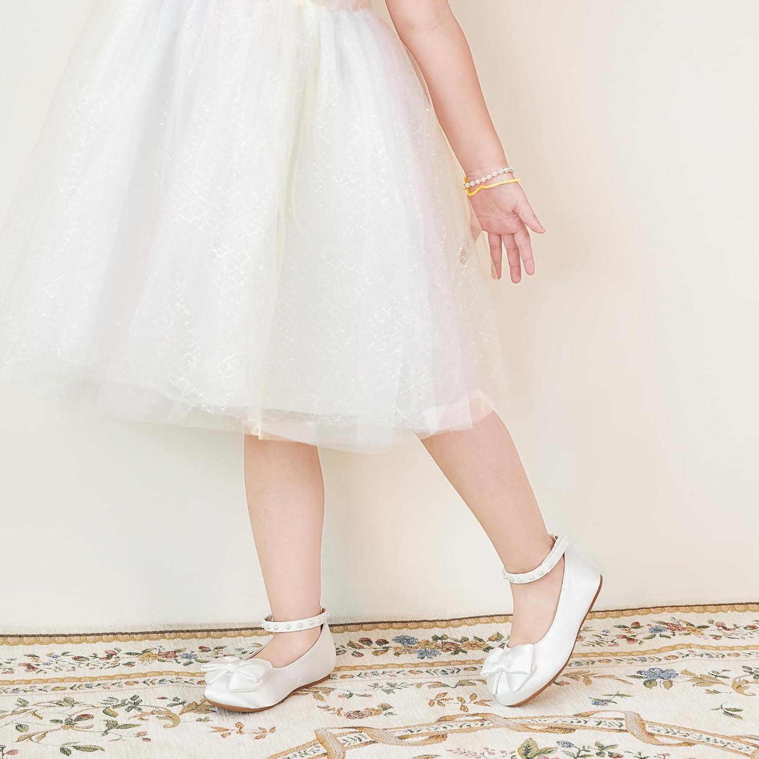 imageKiderence Toddler Girls Dress Shoes Little Kids Mary Janes Ballet Flats ToddlerCk350 White