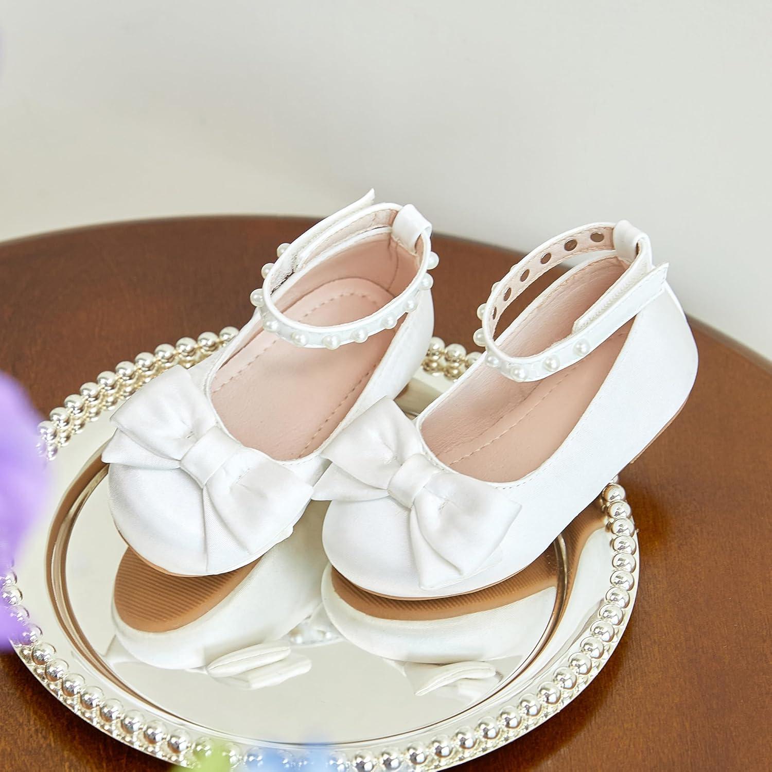 imageKiderence Toddler Girls Dress Shoes Little Kids Mary Janes Ballet Flats ToddlerCk350 White