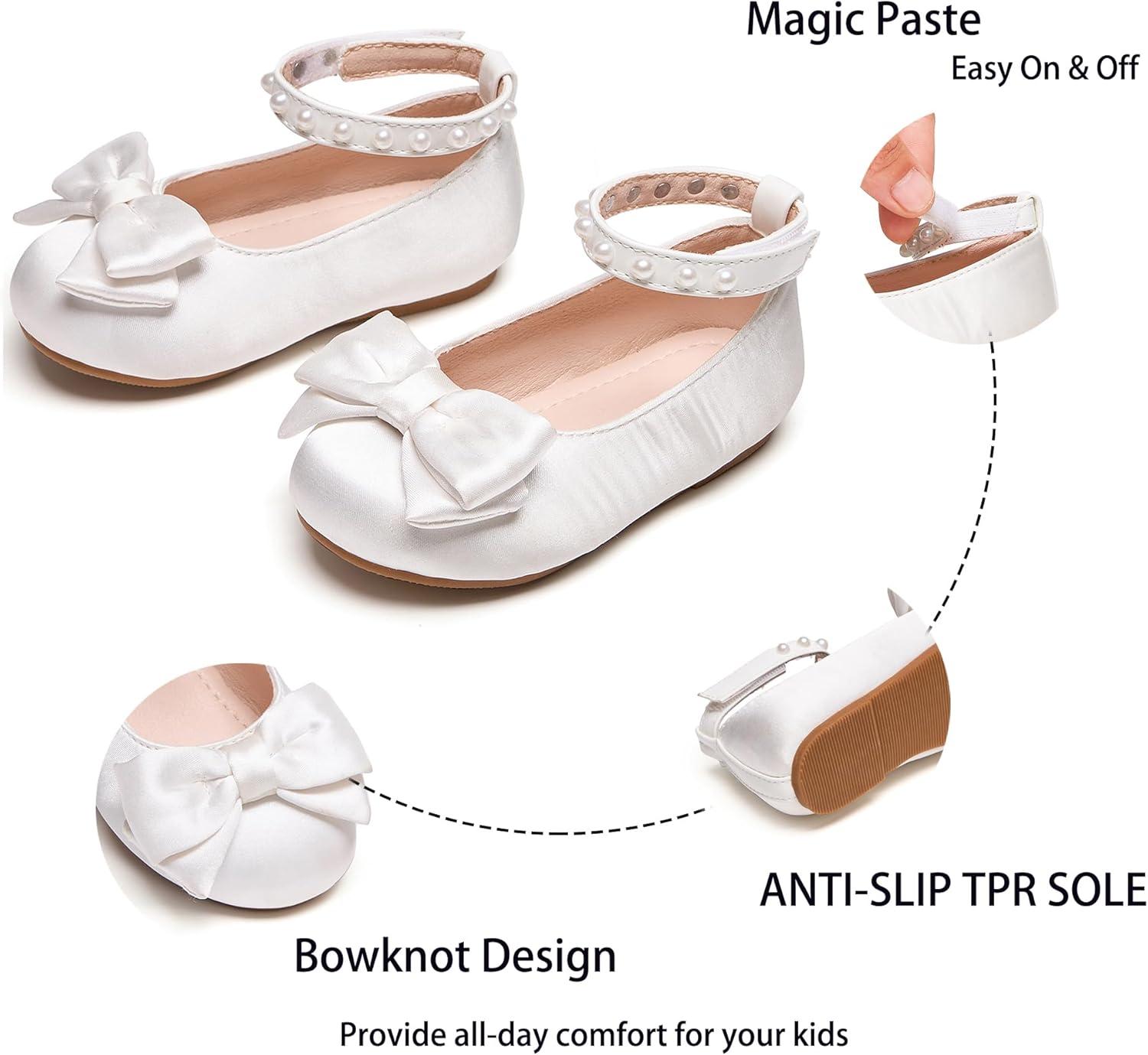 imageKiderence Toddler Girls Dress Shoes Little Kids Mary Janes Ballet Flats ToddlerCk350 White