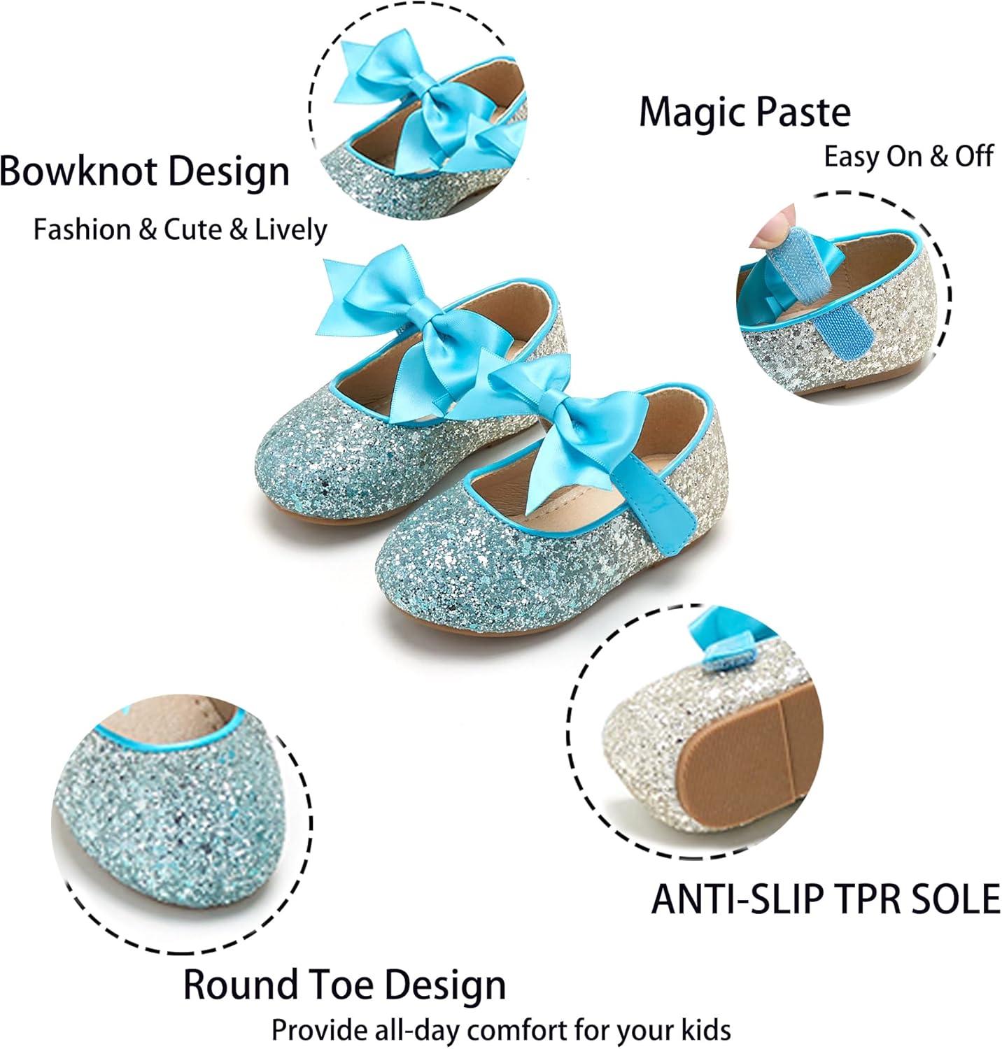 imageKiderence Toddler Girls Dress Shoes Little Kids Mary Janes Ballet Flats ToddlerCk353 Blue