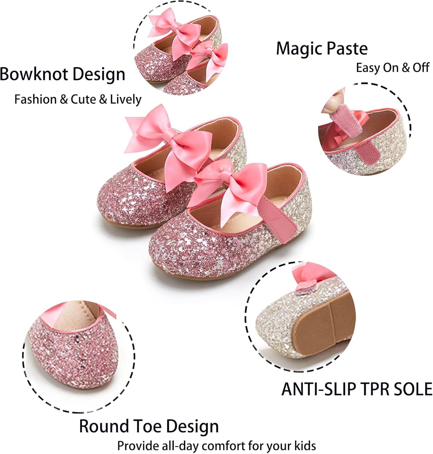 imageKiderence Toddler Girls Dress Shoes Little Kids Mary Janes Ballet Flats ToddlerCk353 Pink