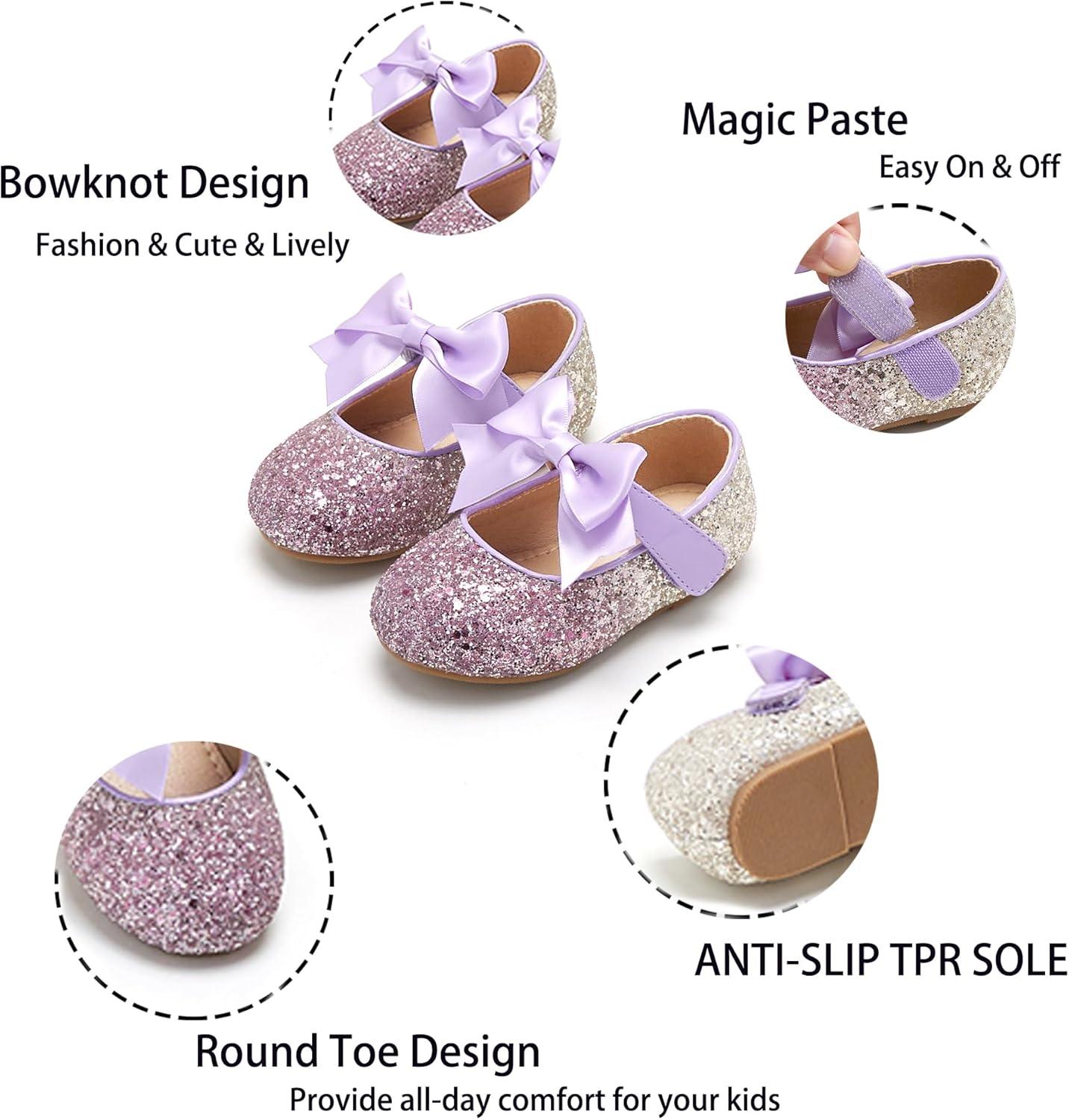 imageKiderence Toddler Girls Dress Shoes Little Kids Mary Janes Ballet Flats ToddlerCk353 Purple