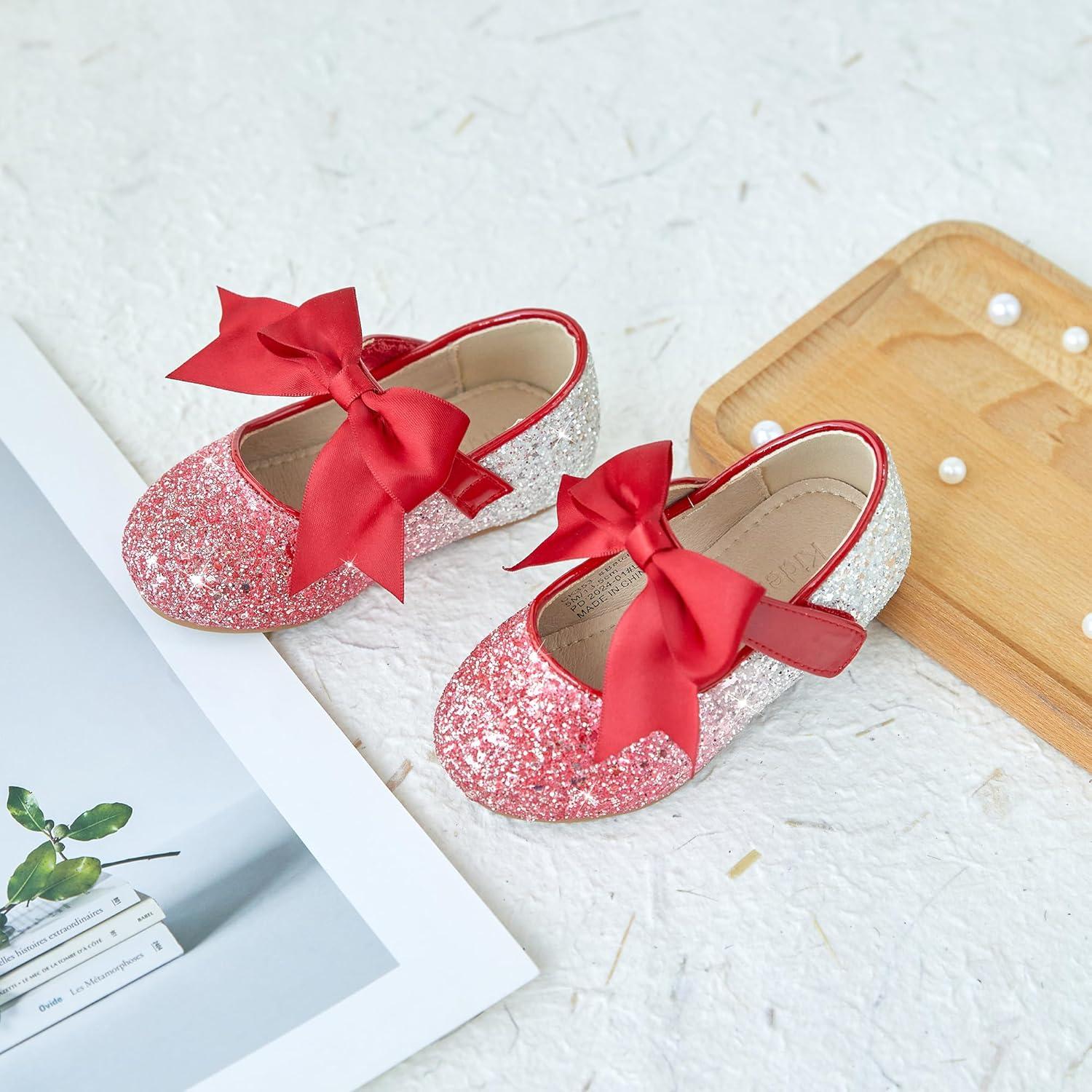 imageKiderence Toddler Girls Dress Shoes Little Kids Mary Janes Ballet Flats ToddlerCk353 Red