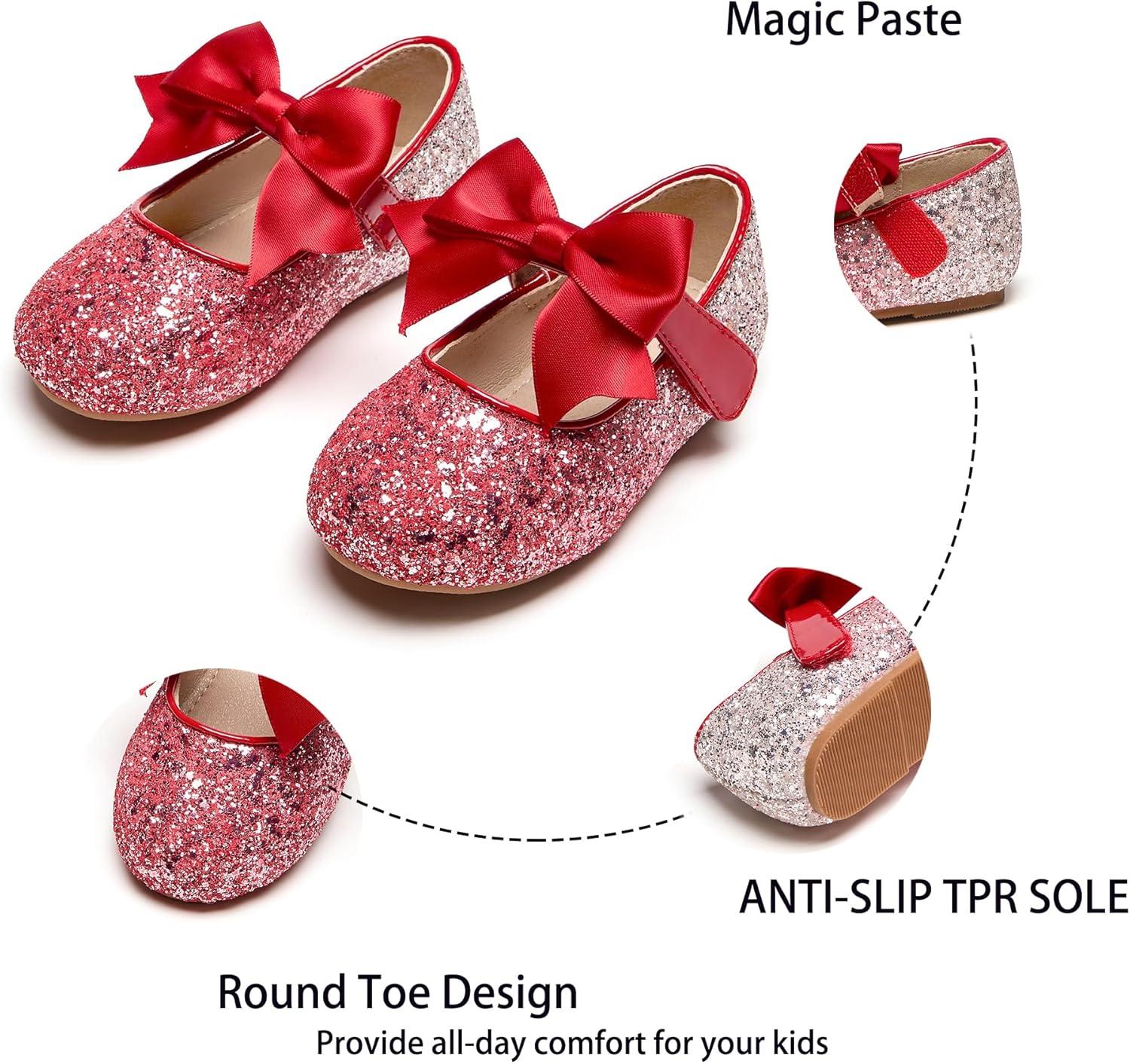 imageKiderence Toddler Girls Dress Shoes Little Kids Mary Janes Ballet Flats ToddlerCk353 Red