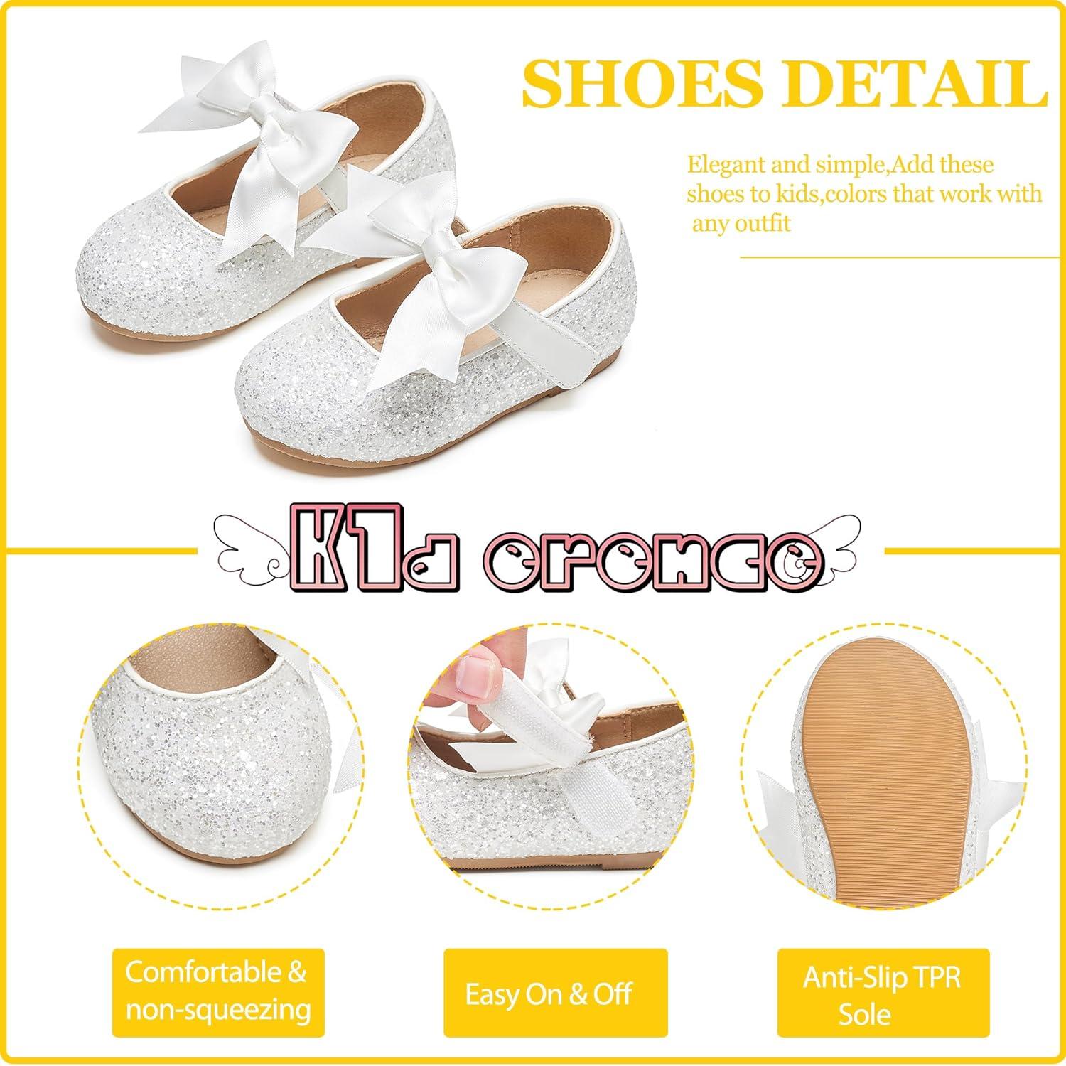 imageKiderence Toddler Girls Dress Shoes Little Kids Mary Janes Ballet Flats ToddlerCk353 White