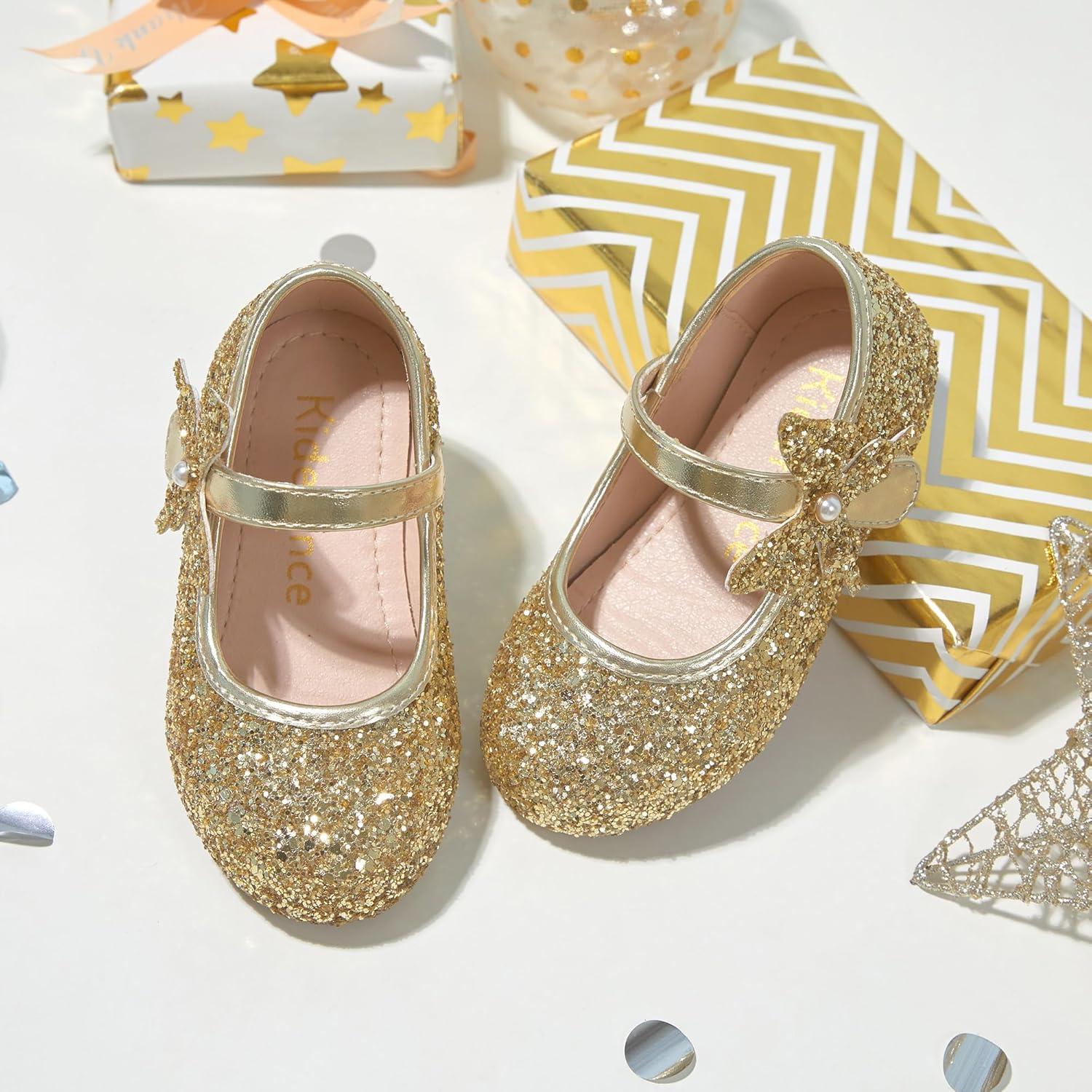 imageKiderence Toddler Girls Dress Shoes Little Kids Mary Janes Ballet Flats ToddlerCk511 Gold