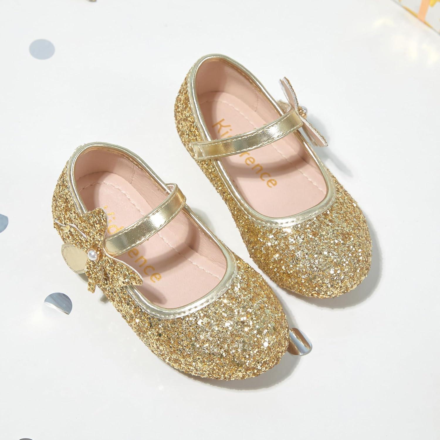 imageKiderence Toddler Girls Dress Shoes Little Kids Mary Janes Ballet Flats ToddlerCk511 Gold