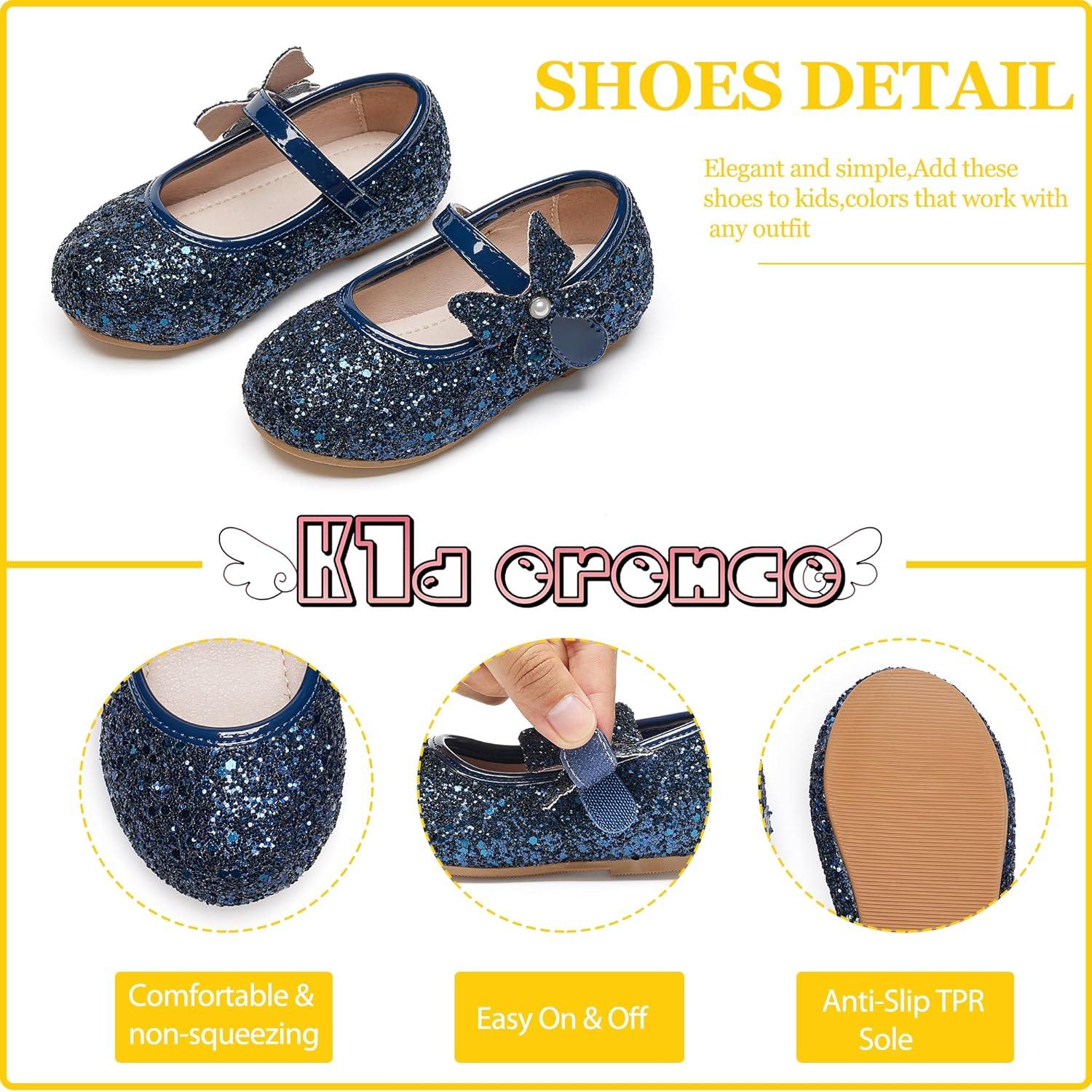imageKiderence Toddler Girls Dress Shoes Little Kids Mary Janes Ballet Flats ToddlerCk511 Navy Blue