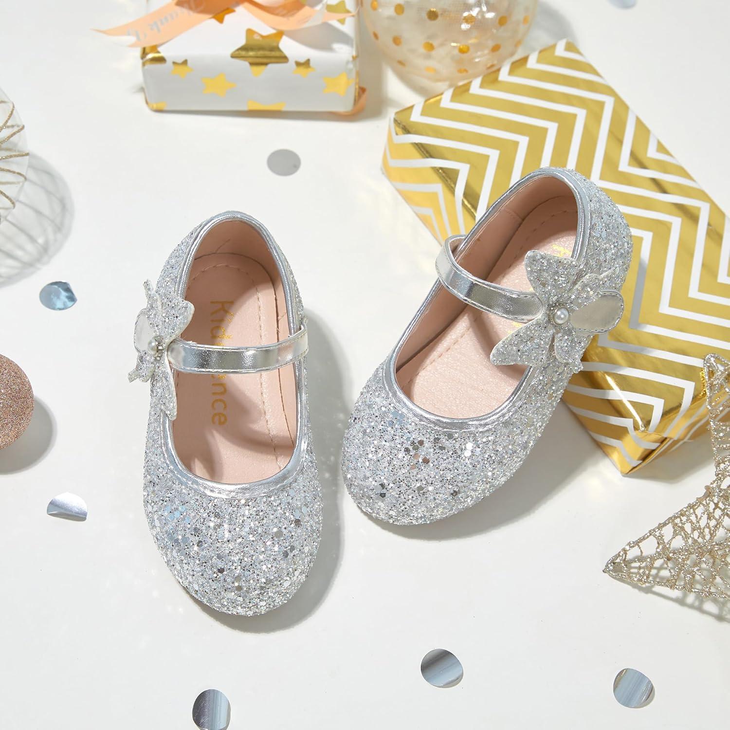 imageKiderence Toddler Girls Dress Shoes Little Kids Mary Janes Ballet Flats ToddlerCk511 Silver