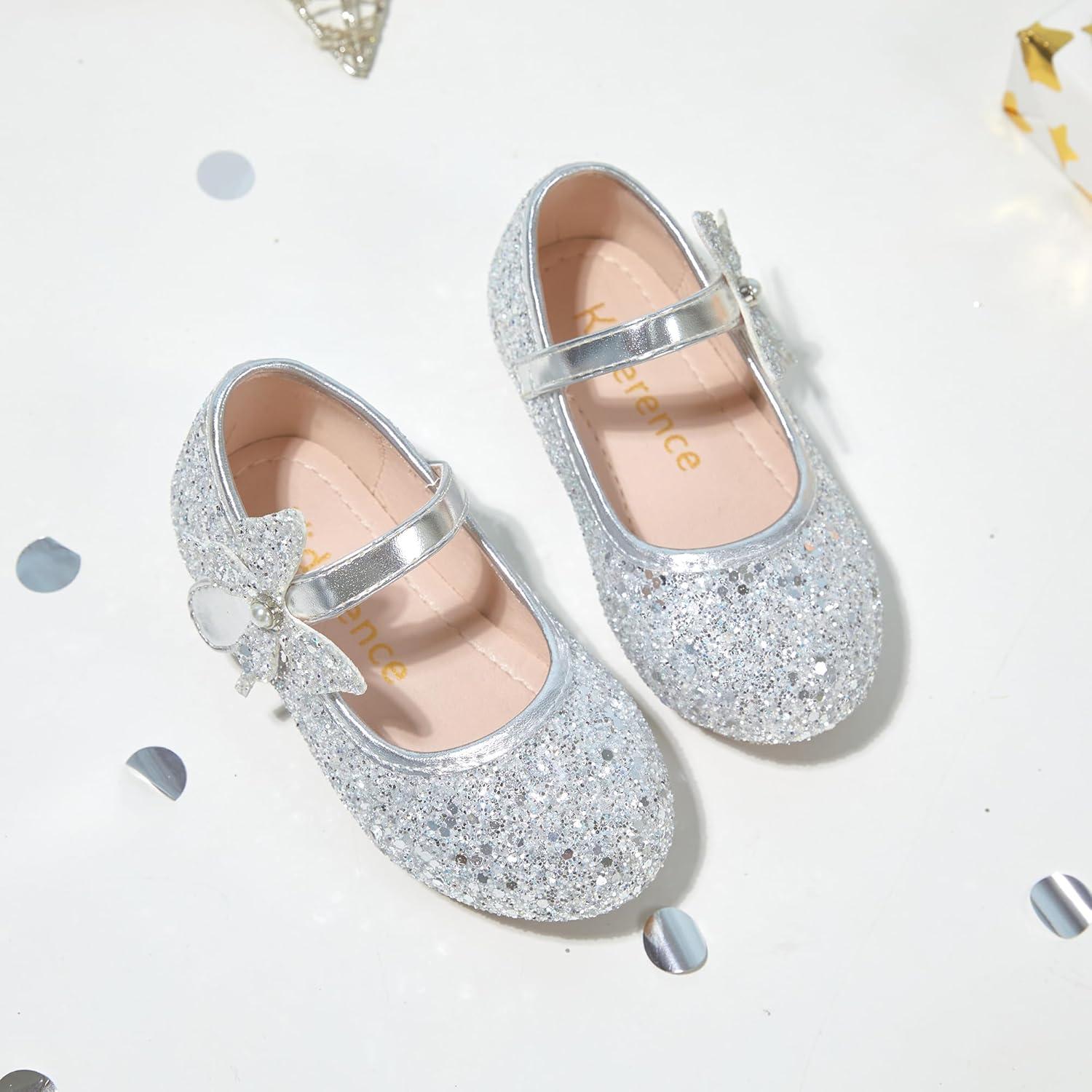 imageKiderence Toddler Girls Dress Shoes Little Kids Mary Janes Ballet Flats ToddlerCk511 Silver